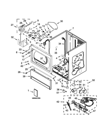 Lower cabinet and front panel parts
