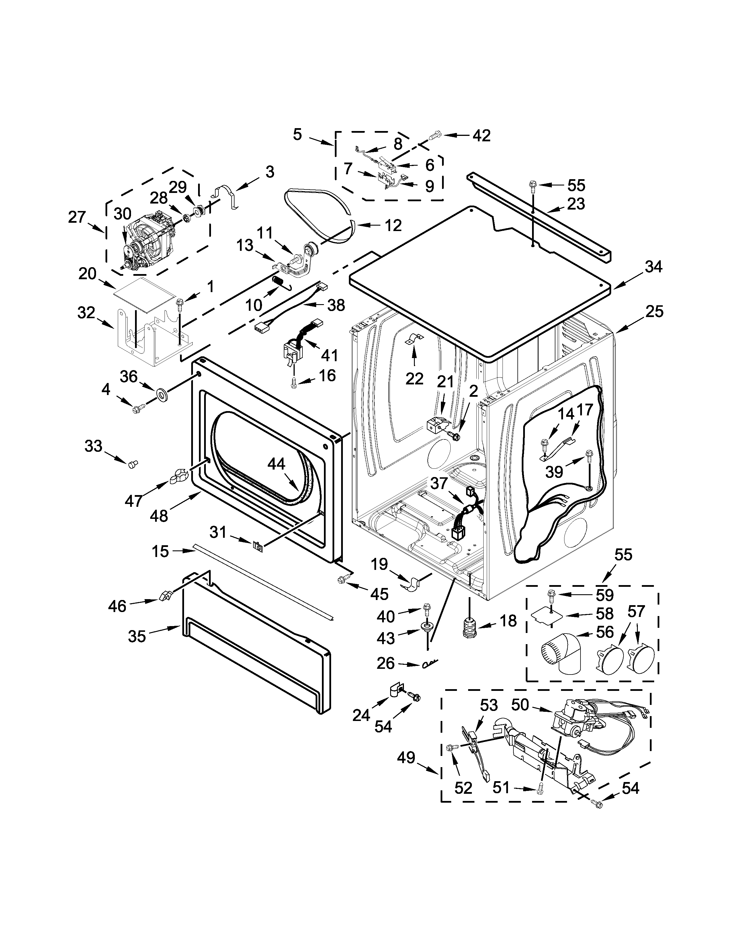 UPPER CABINET AND FRONT PANEL PARTS