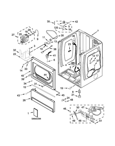 Lower cabinet and front panel parts