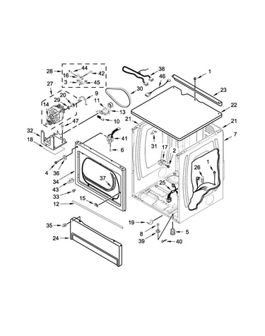 Upper cabinet and front panel parts