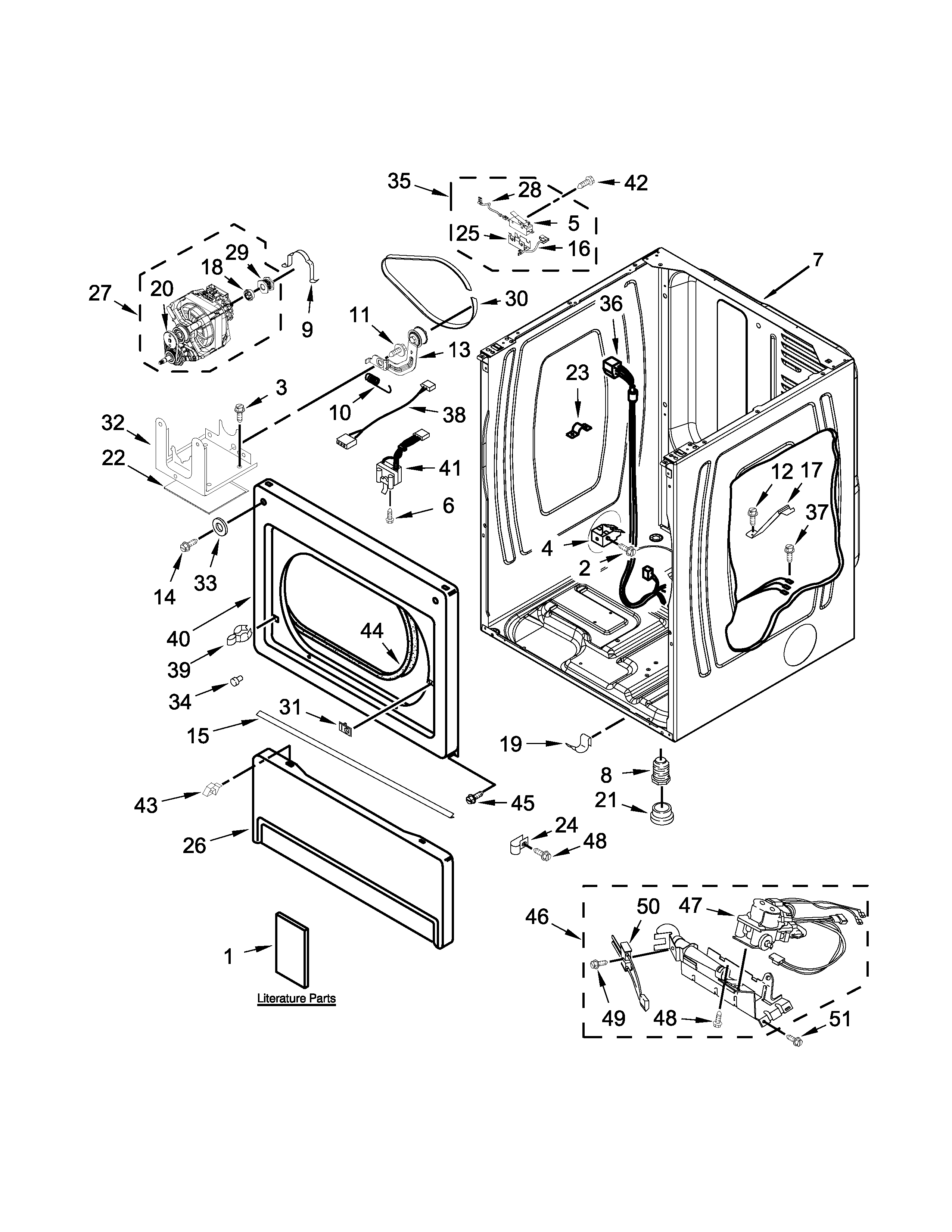 Lower cabinet and front panel parts