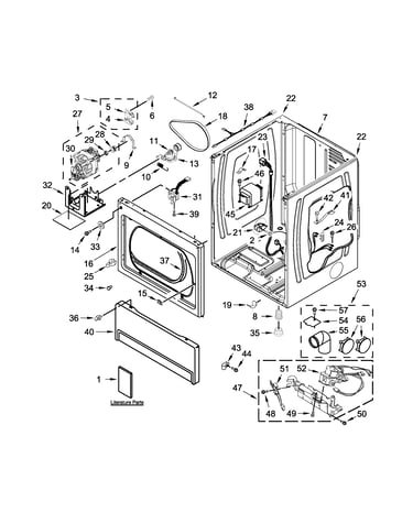Lower cabinet and front panel parts