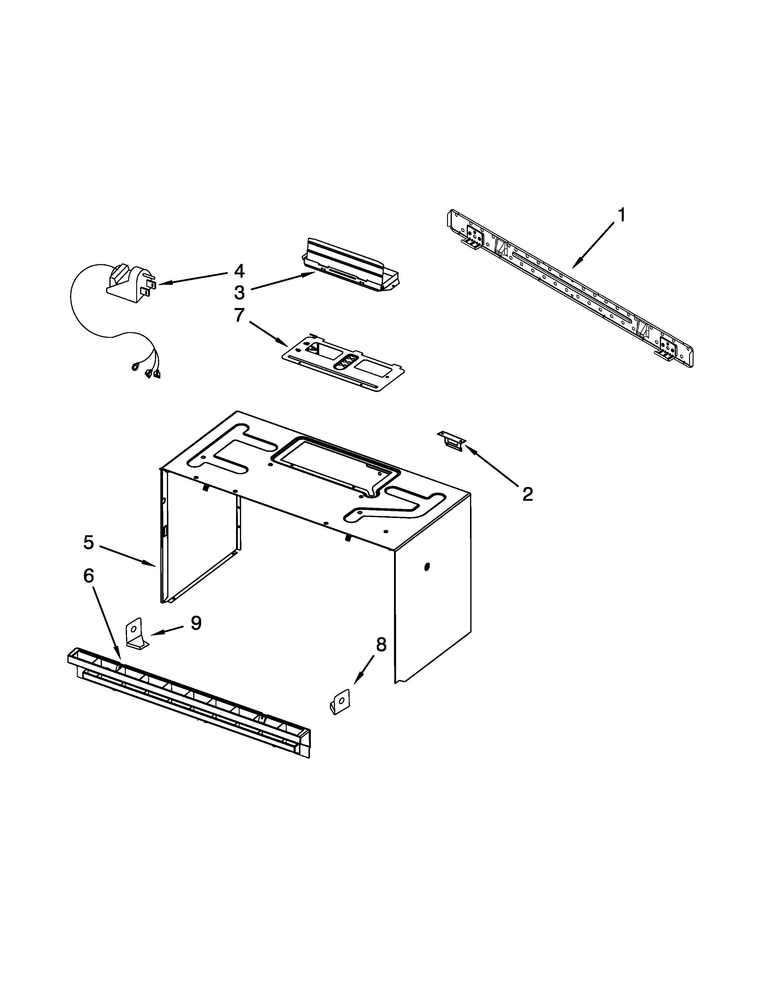 Cabinet and installation parts