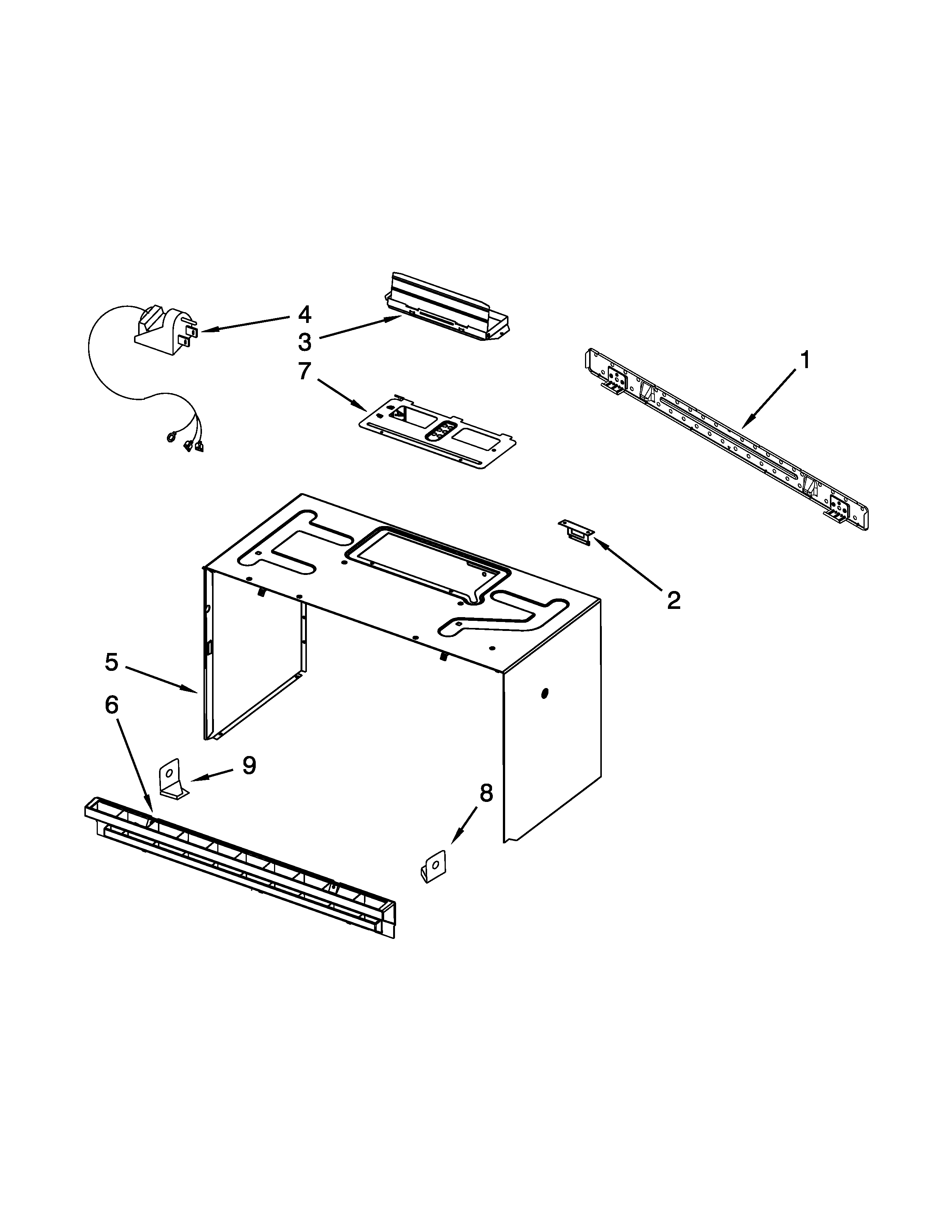 Cabinet and installation parts