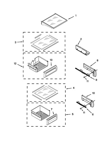 Refrigerator shelf parts