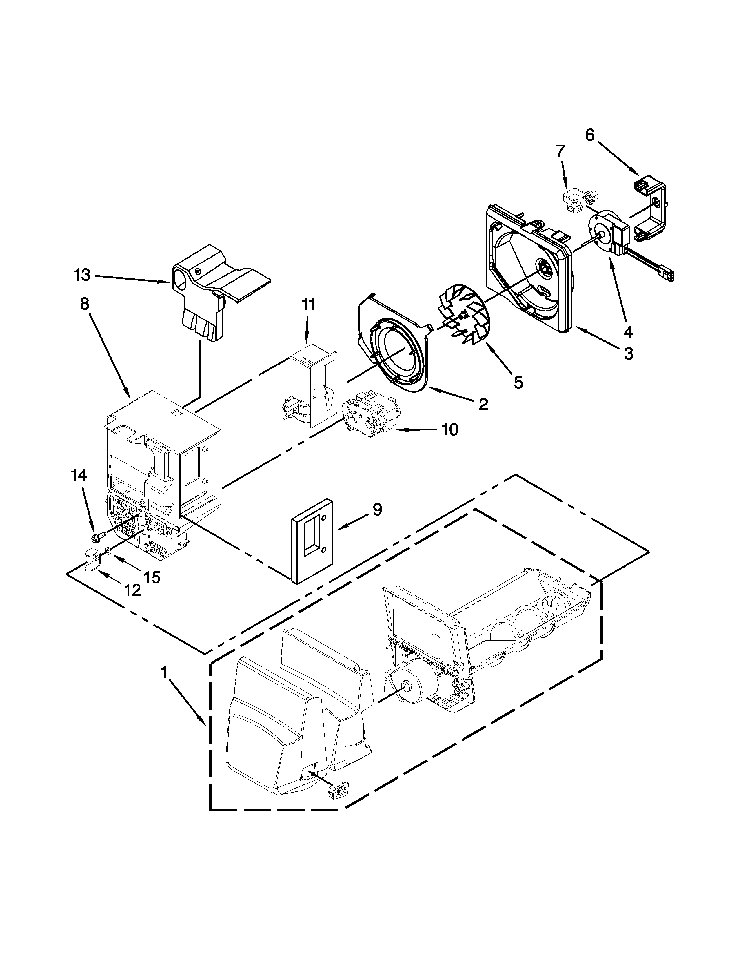 MOTOR AND ICE CONTAINER PARTS