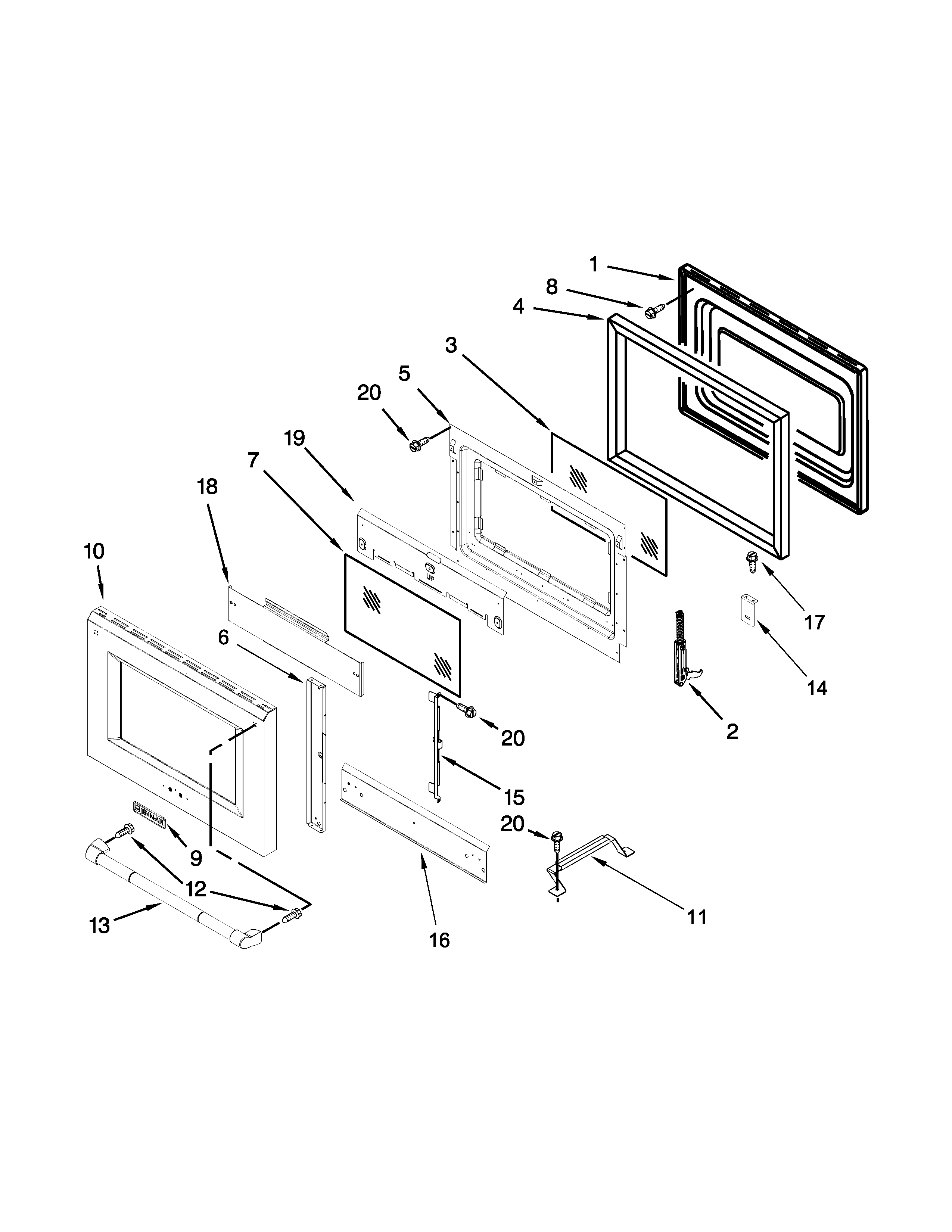30" oven door parts