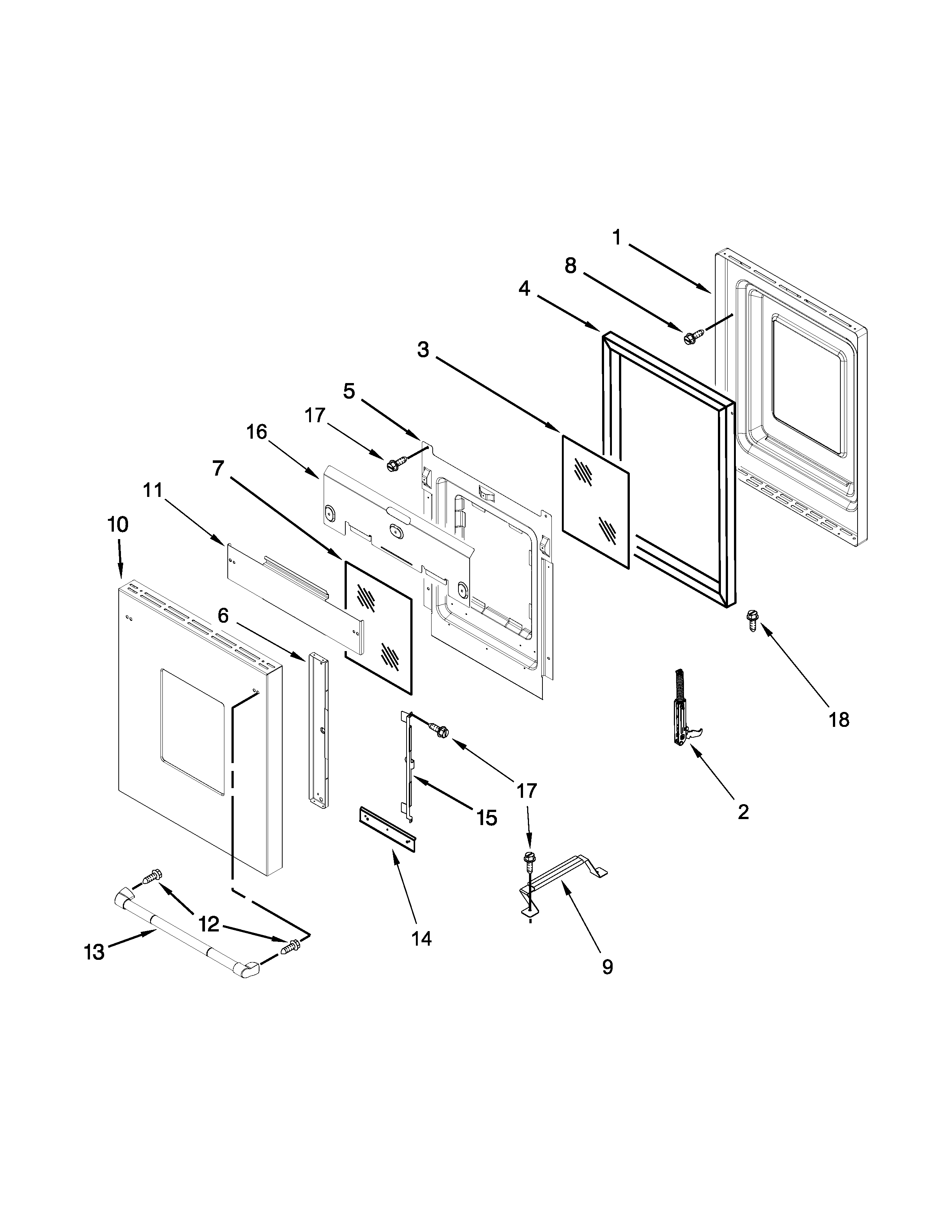 18" oven door parts