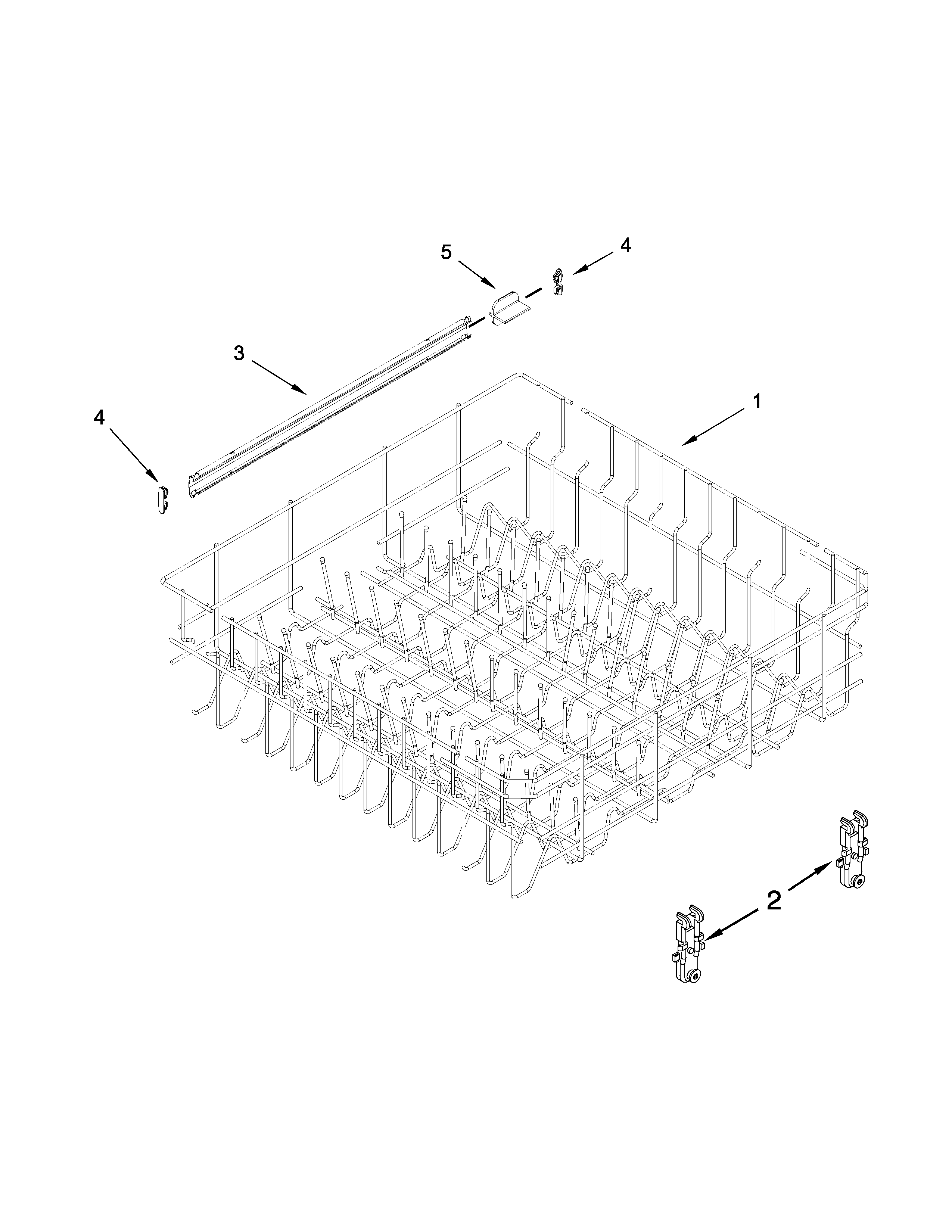 Upper rack and track parts