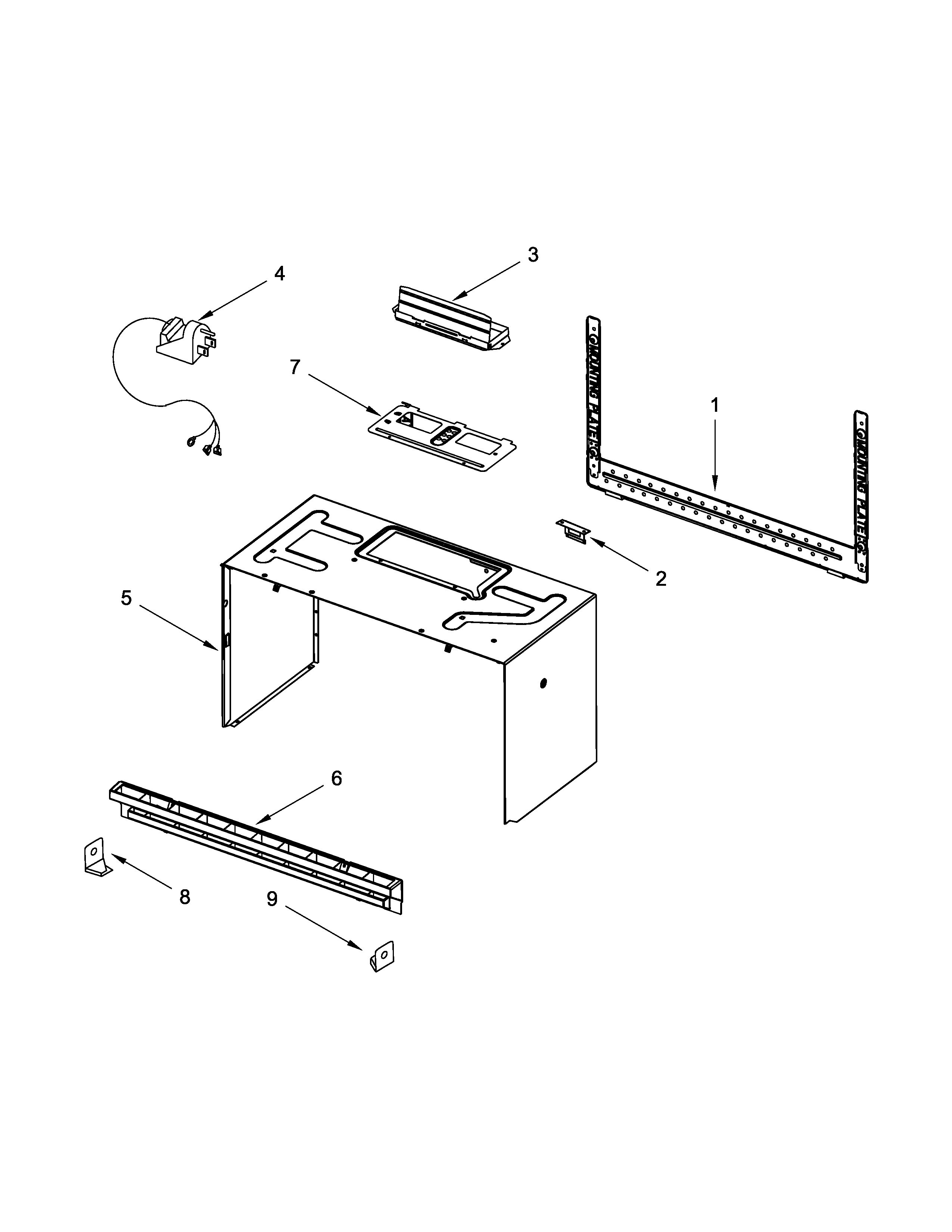 Cabinet and installation parts