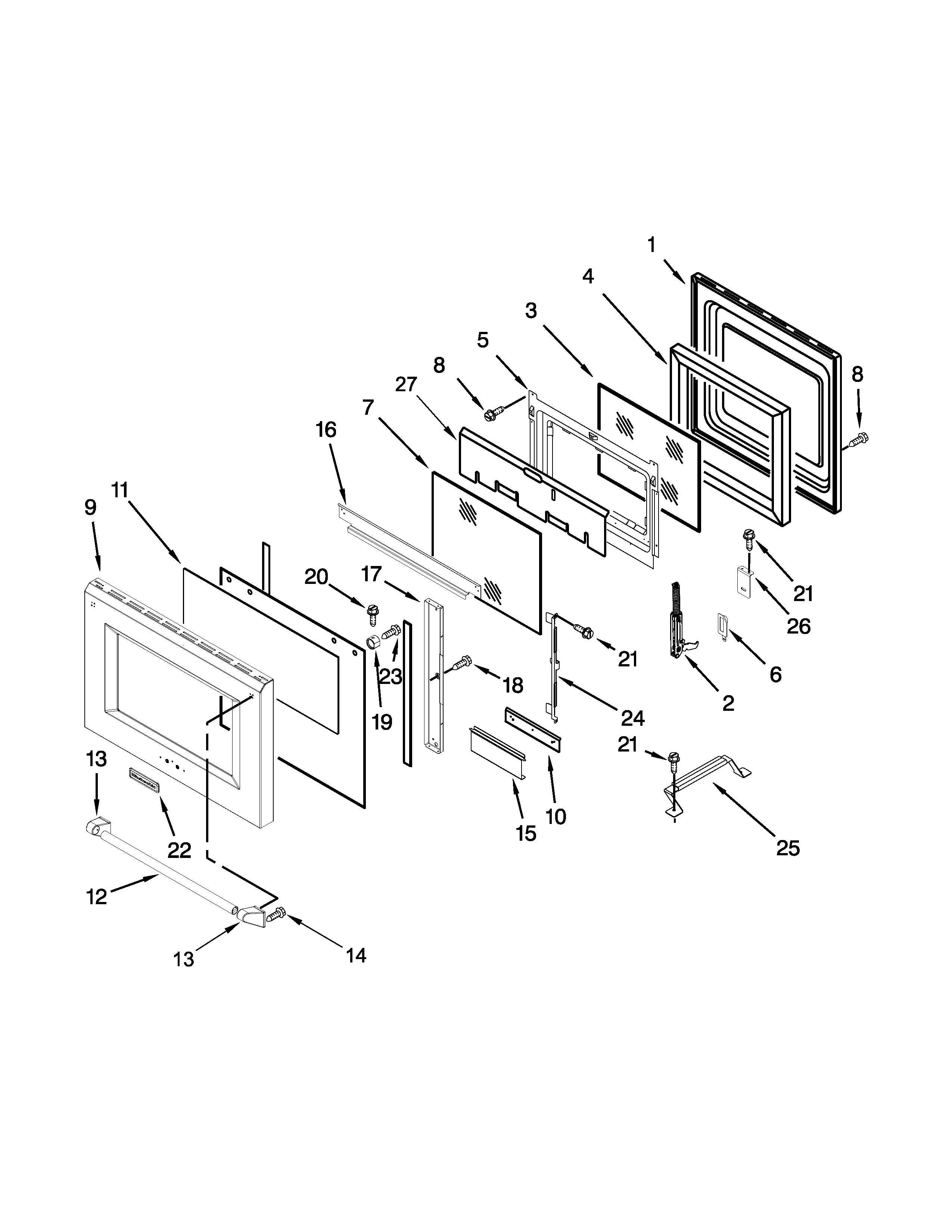 Oven door parts