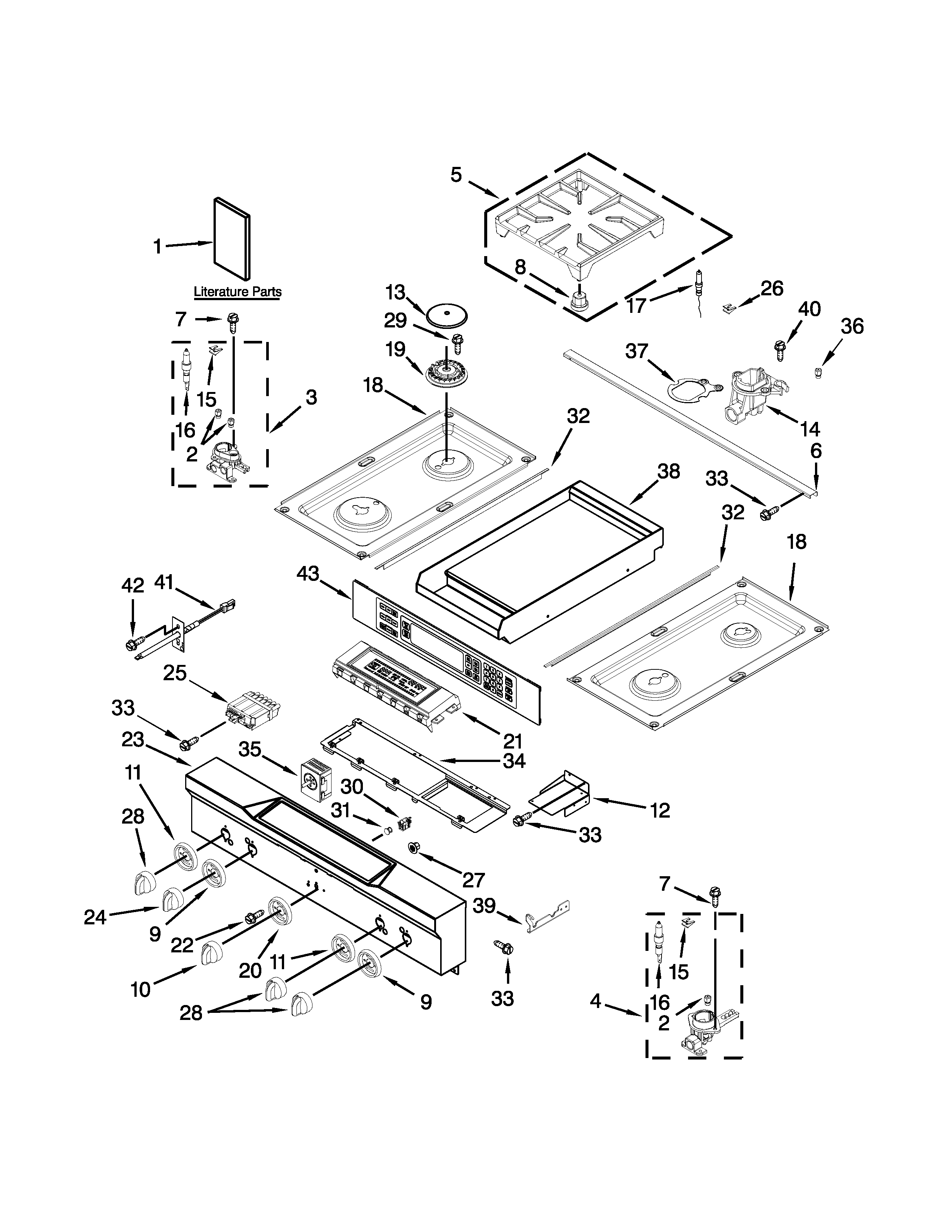 COOKTOP, BURNER, AND GRATE PARTS