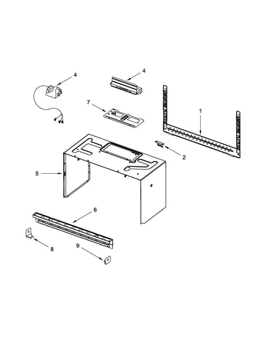 Cabinet and installation parts