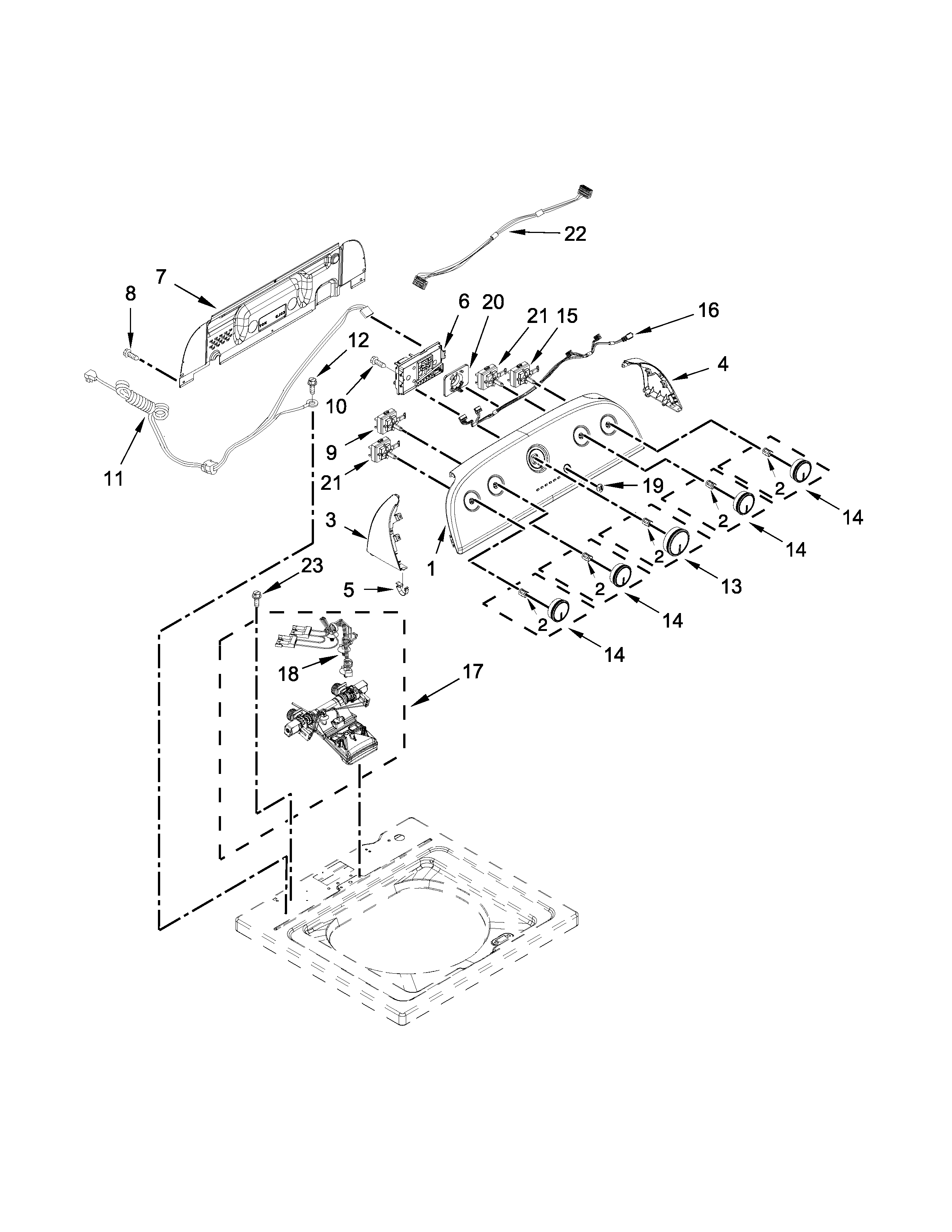 Controls and water inlet parts