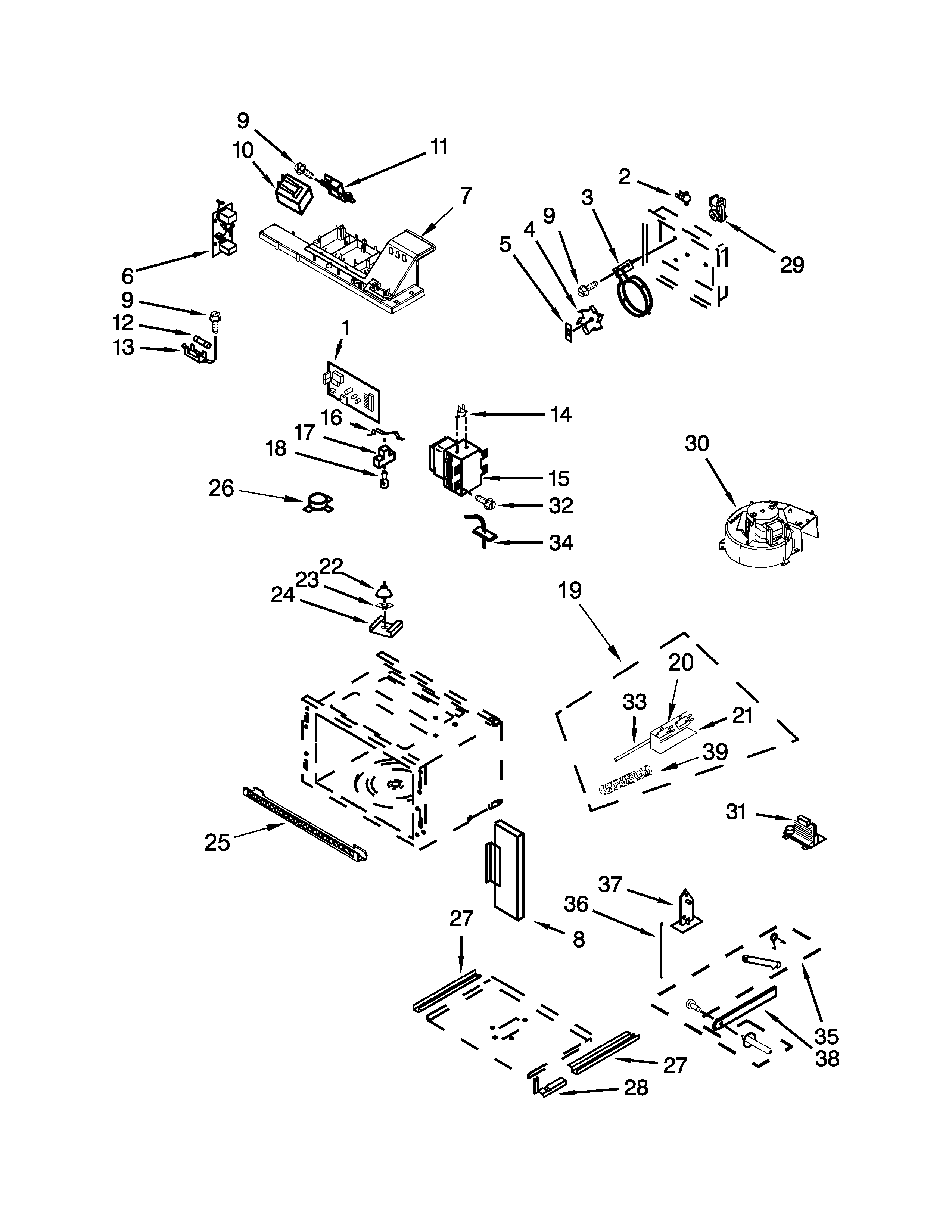 Cabinet and stirrer parts