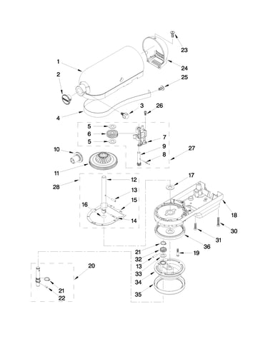 Case, gearing and planetary unit parts