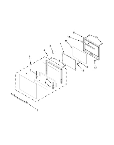 Upper oven door parts