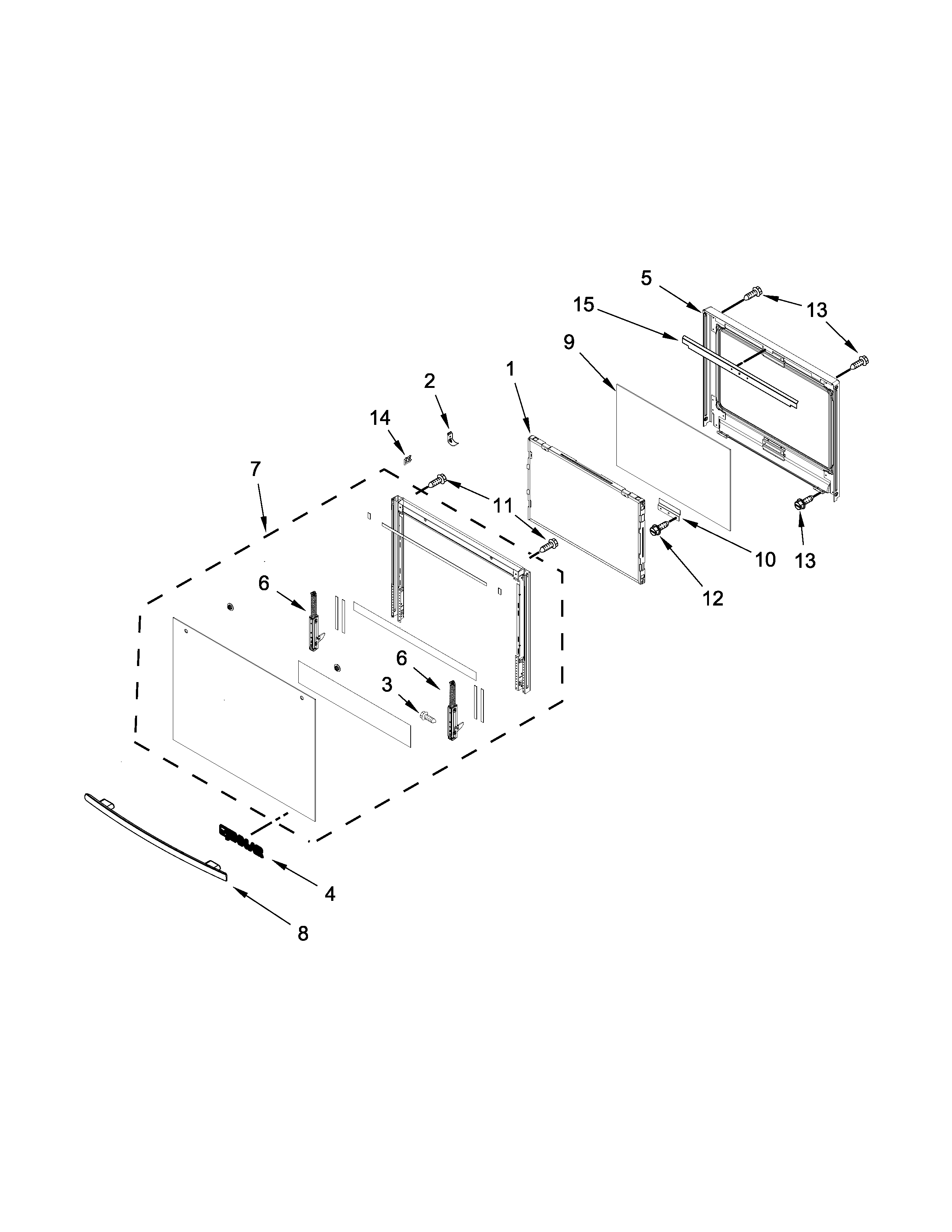 Lower oven door parts