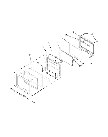 Upper oven door parts