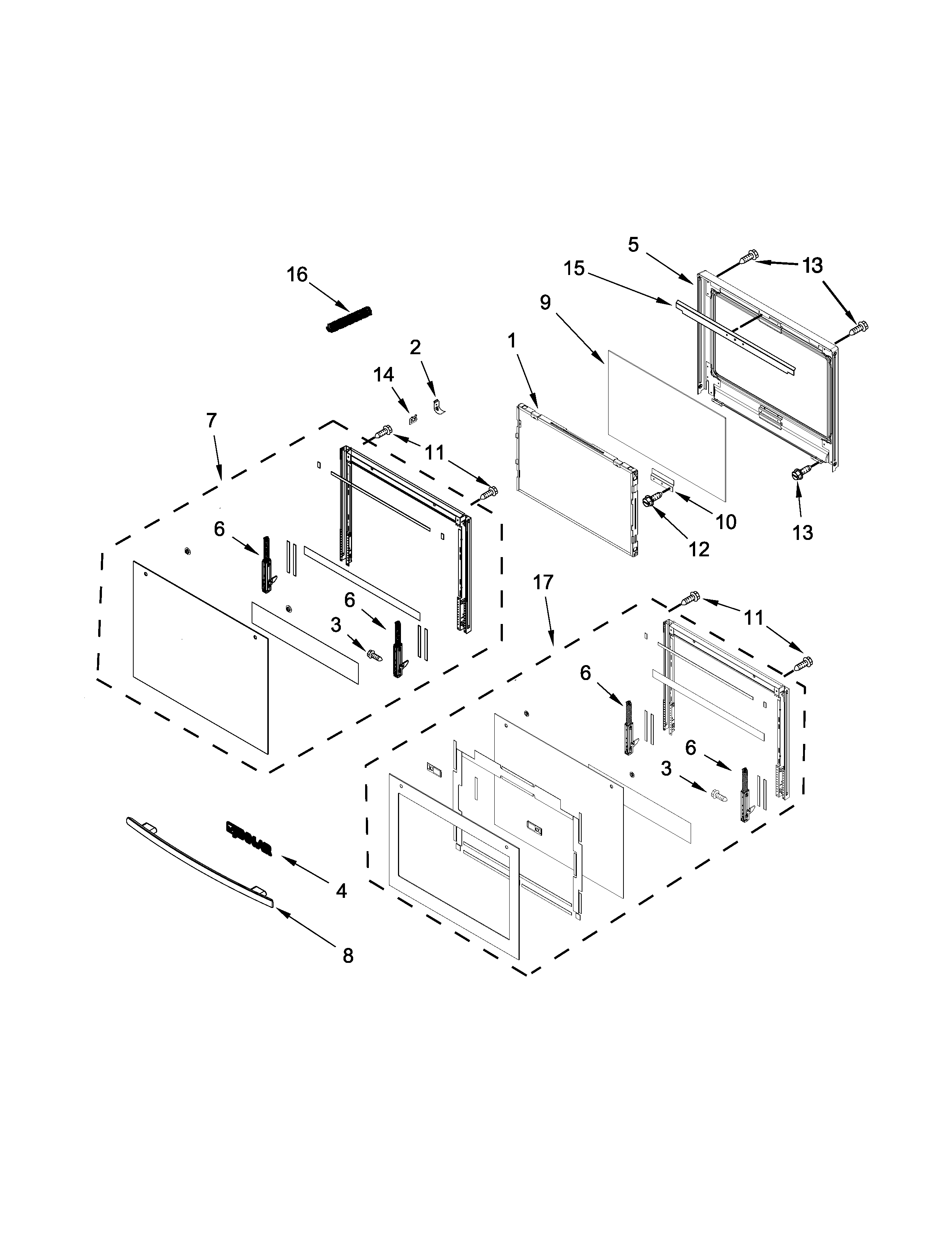 Oven door parts