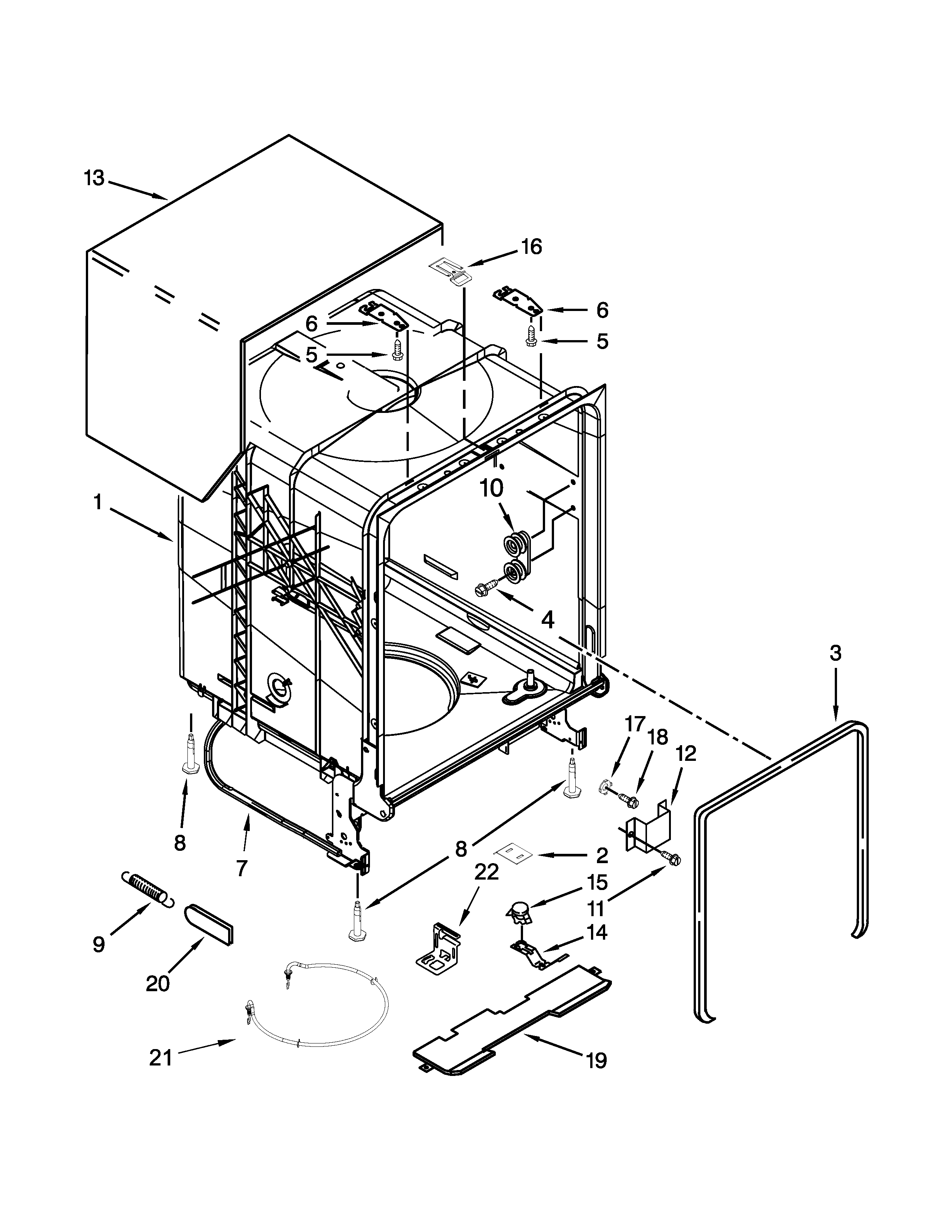 Tub and frame parts