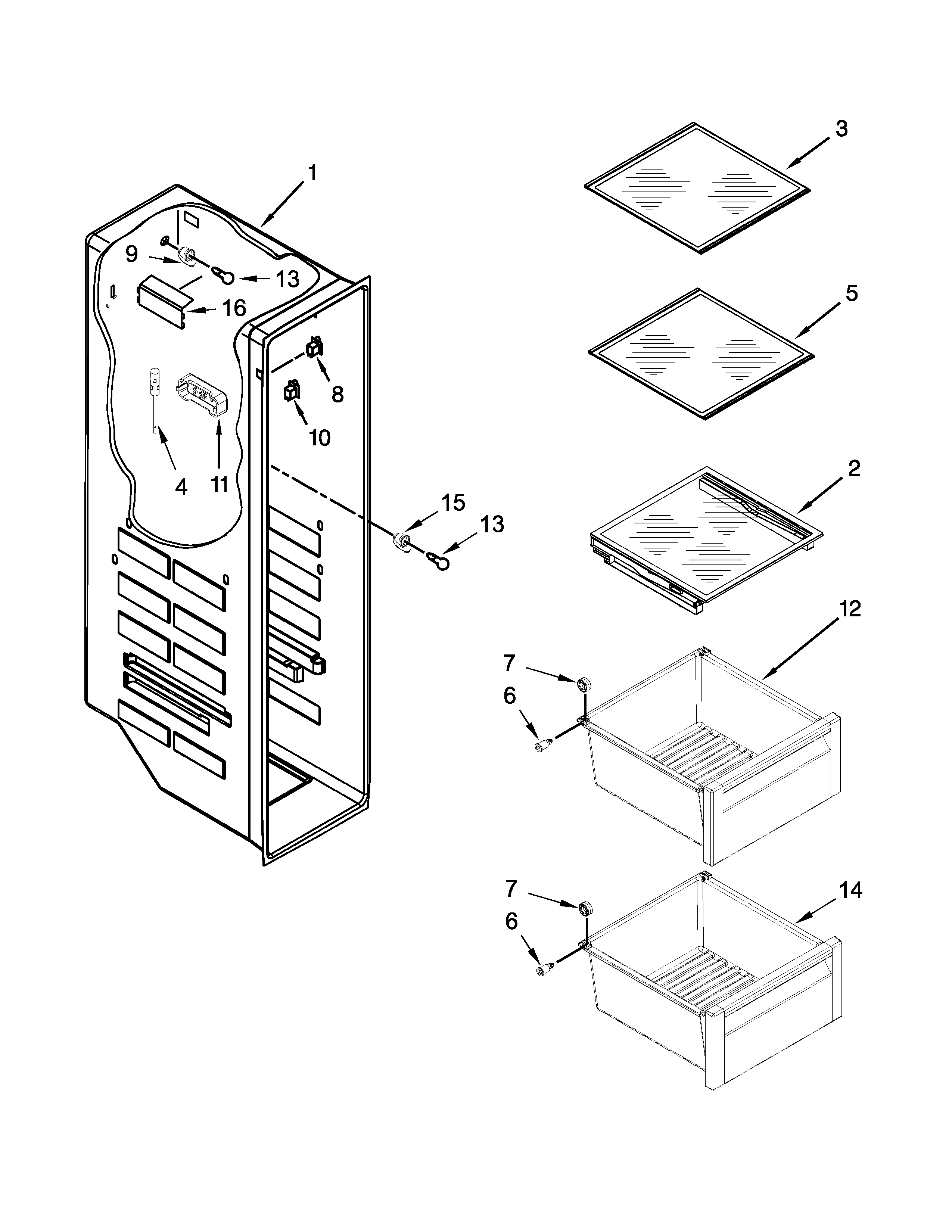 Freezer liner parts