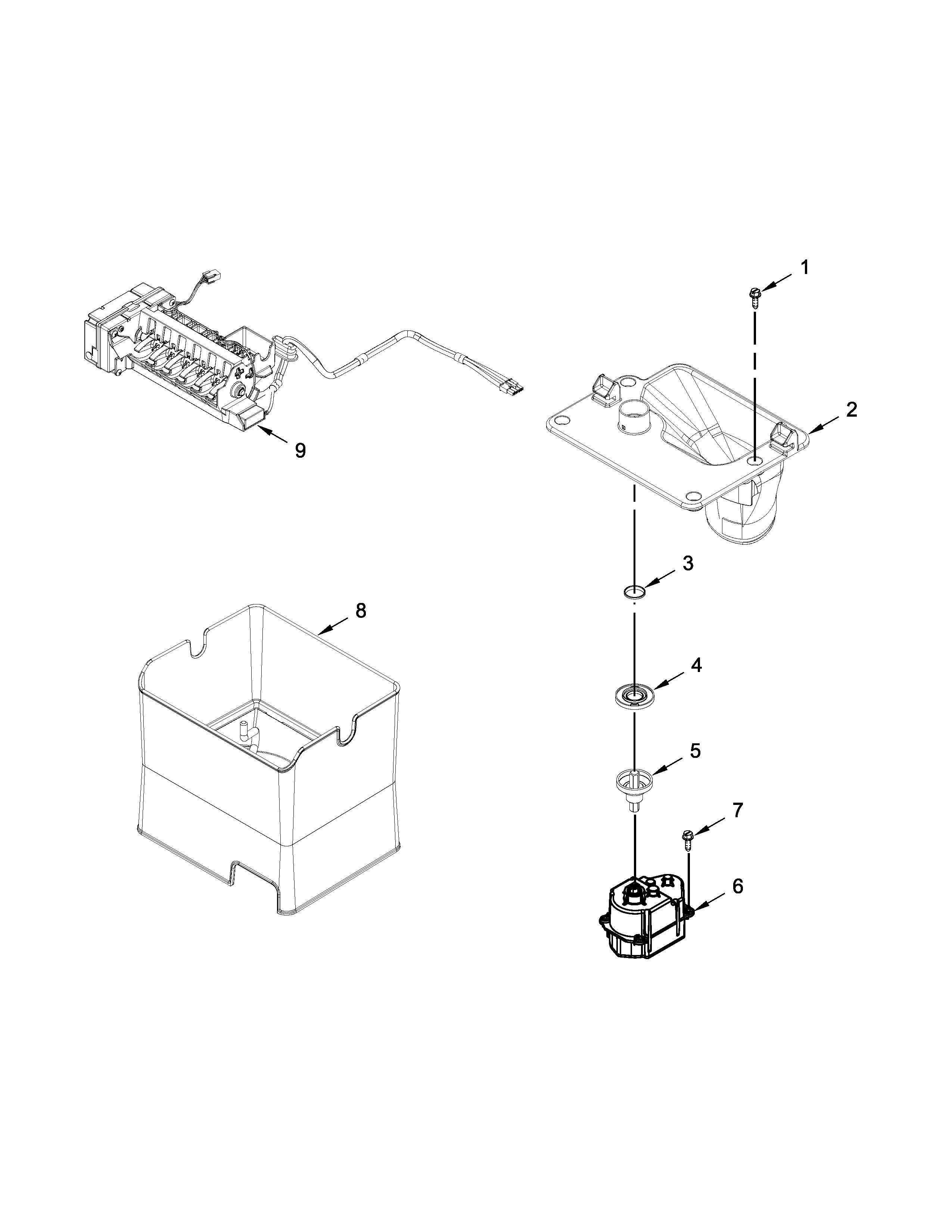 ICEMAKER AND ICE CONTAINER PARTS