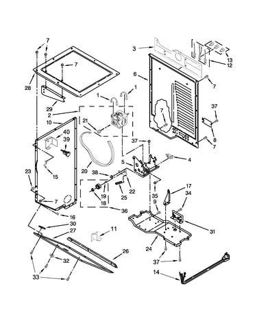 Dryer cabinet and motor parts