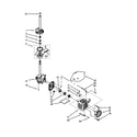 Whirlpool WGT4027EW0 brake, clutch, gearcase, motor and pump parts diagram