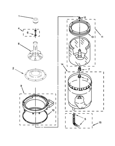Agitator, basket and tub parts