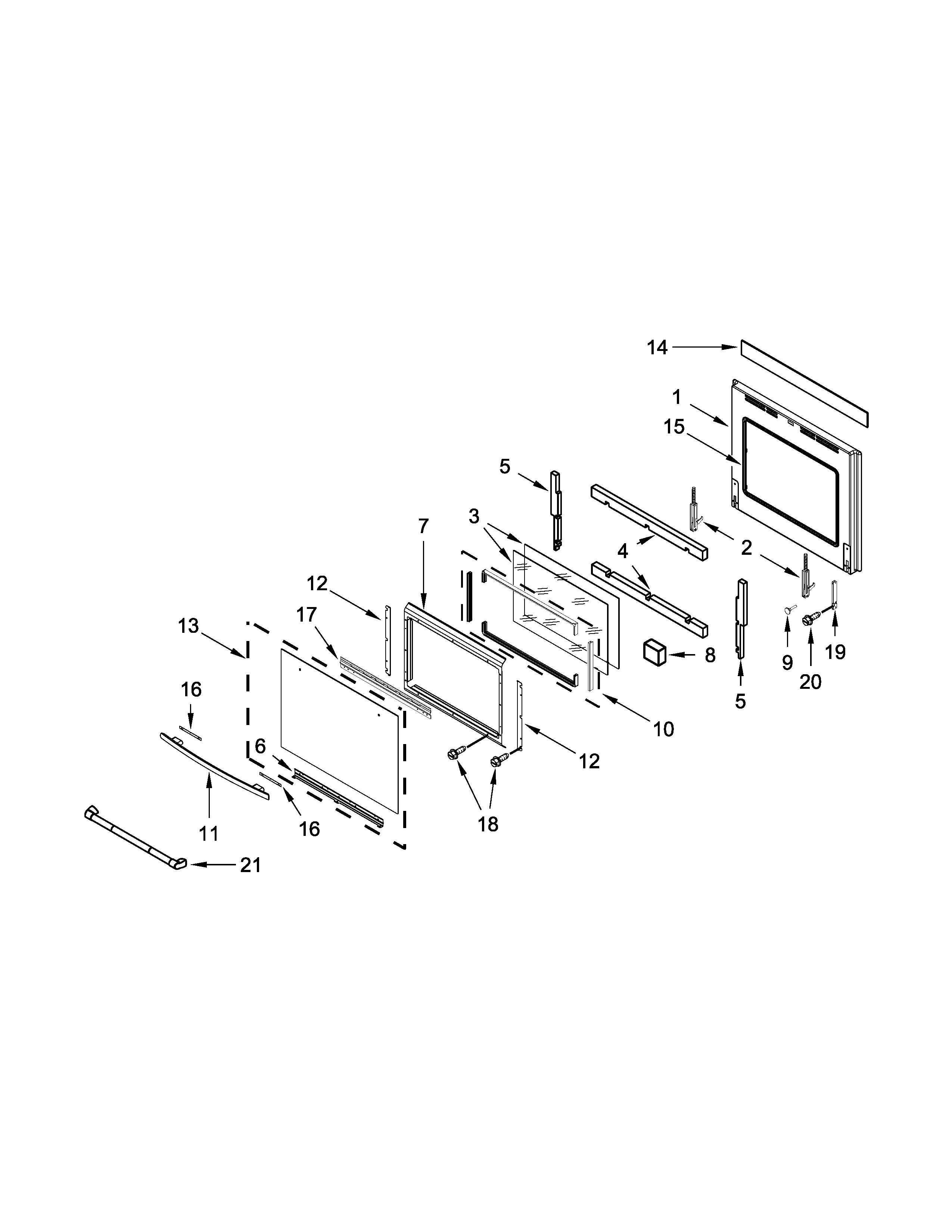 Oven door parts