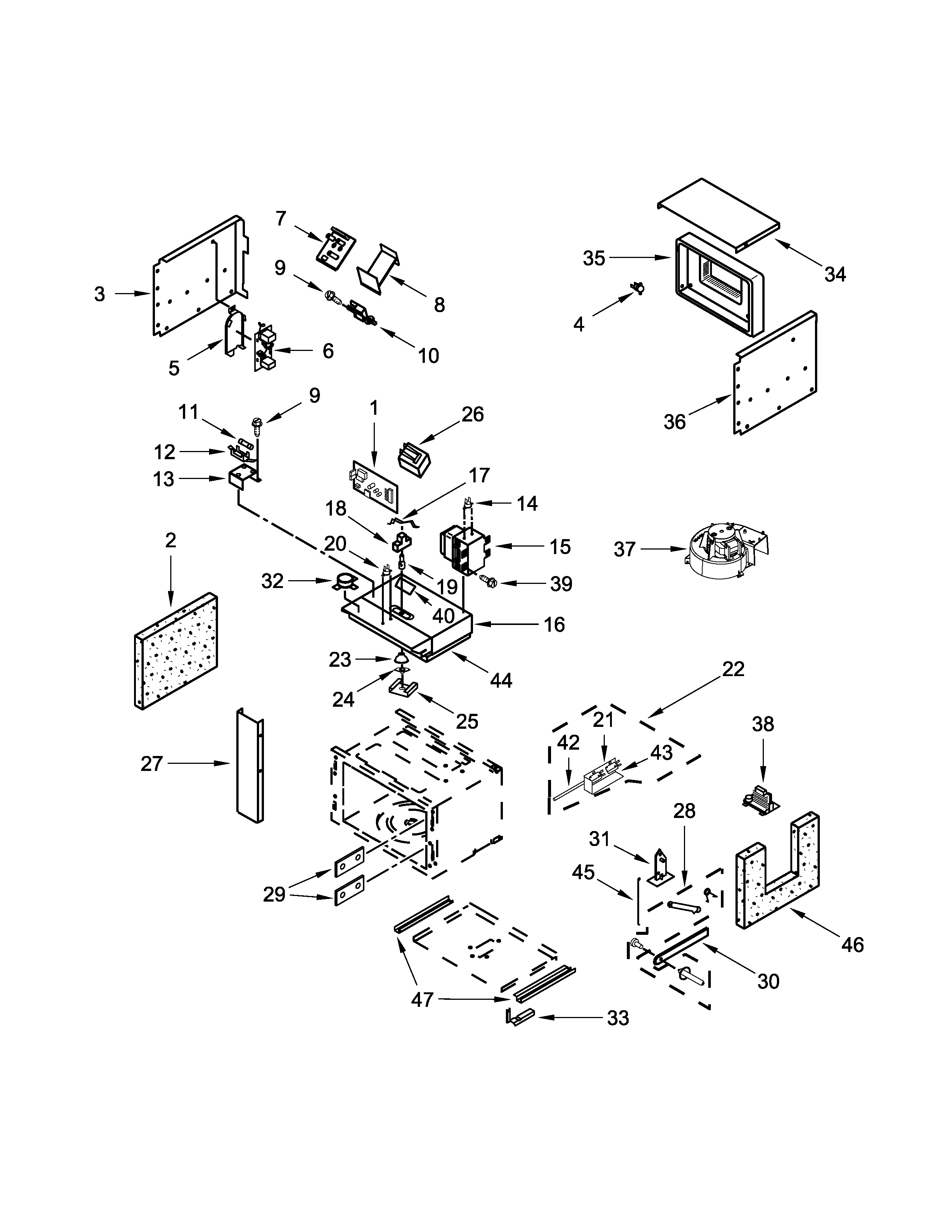 Cabinet and stirrer parts