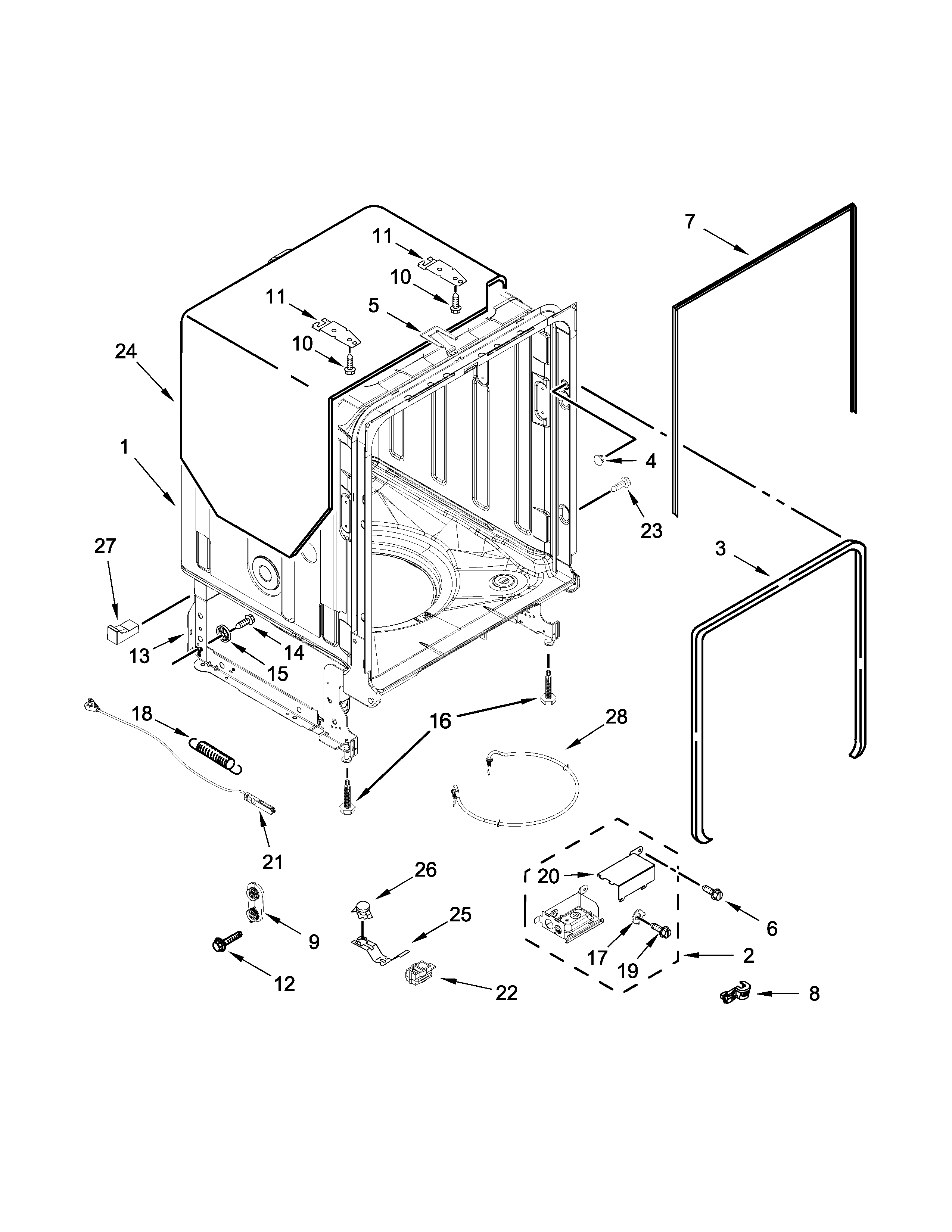 TUB AND FRAME PARTS