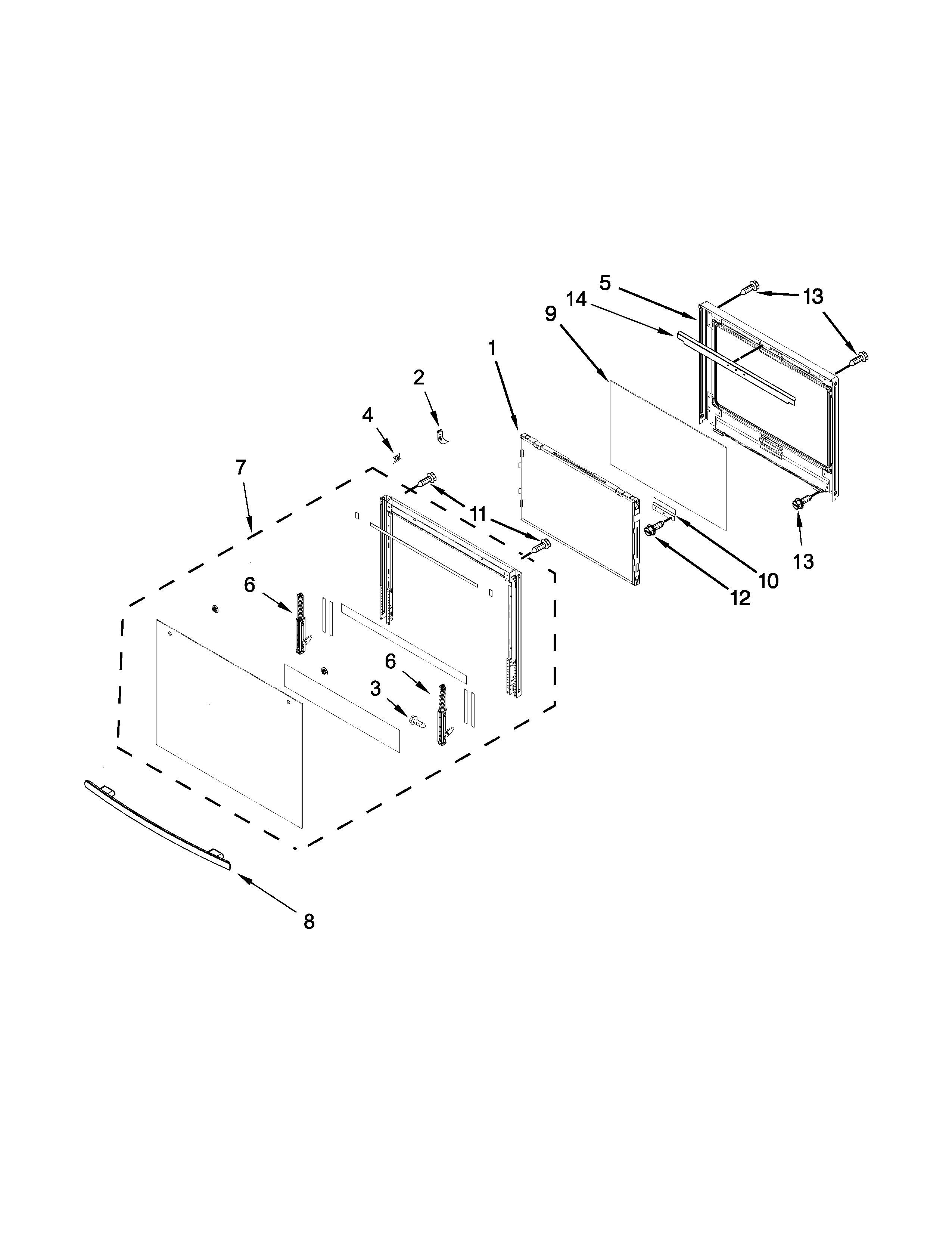 Upper oven door parts