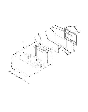 Upper oven door parts