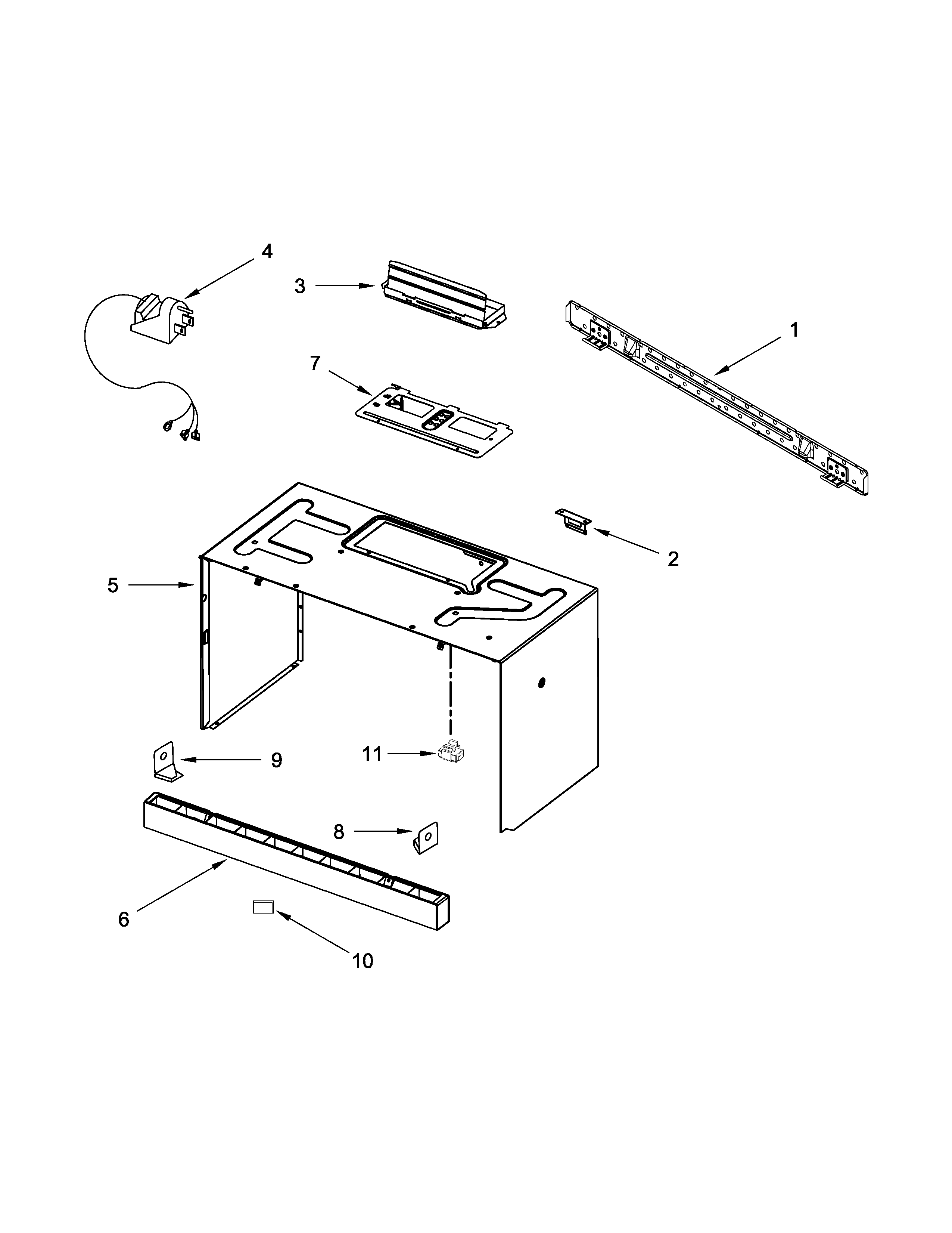 Cabinet and installation parts