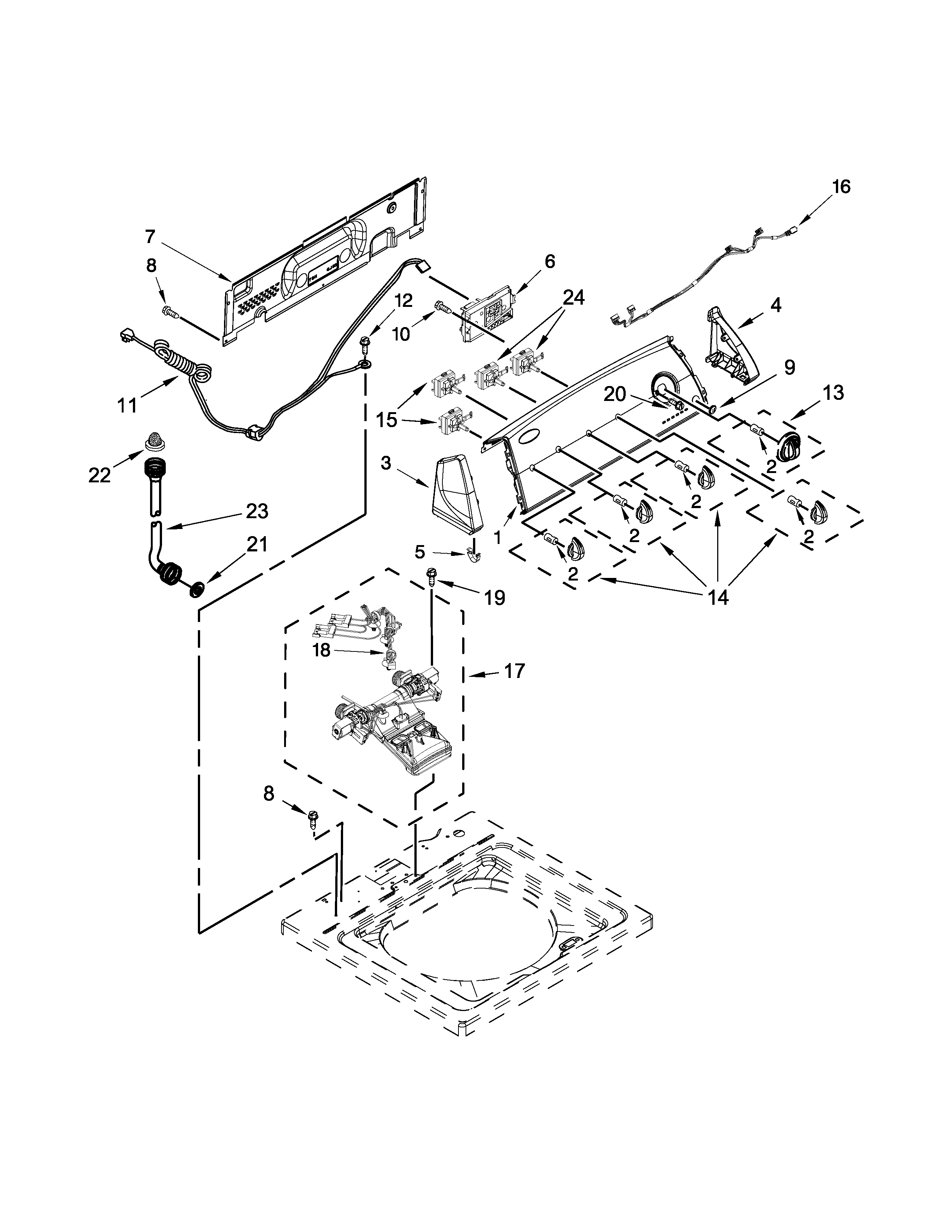 Controls and water inlet parts
