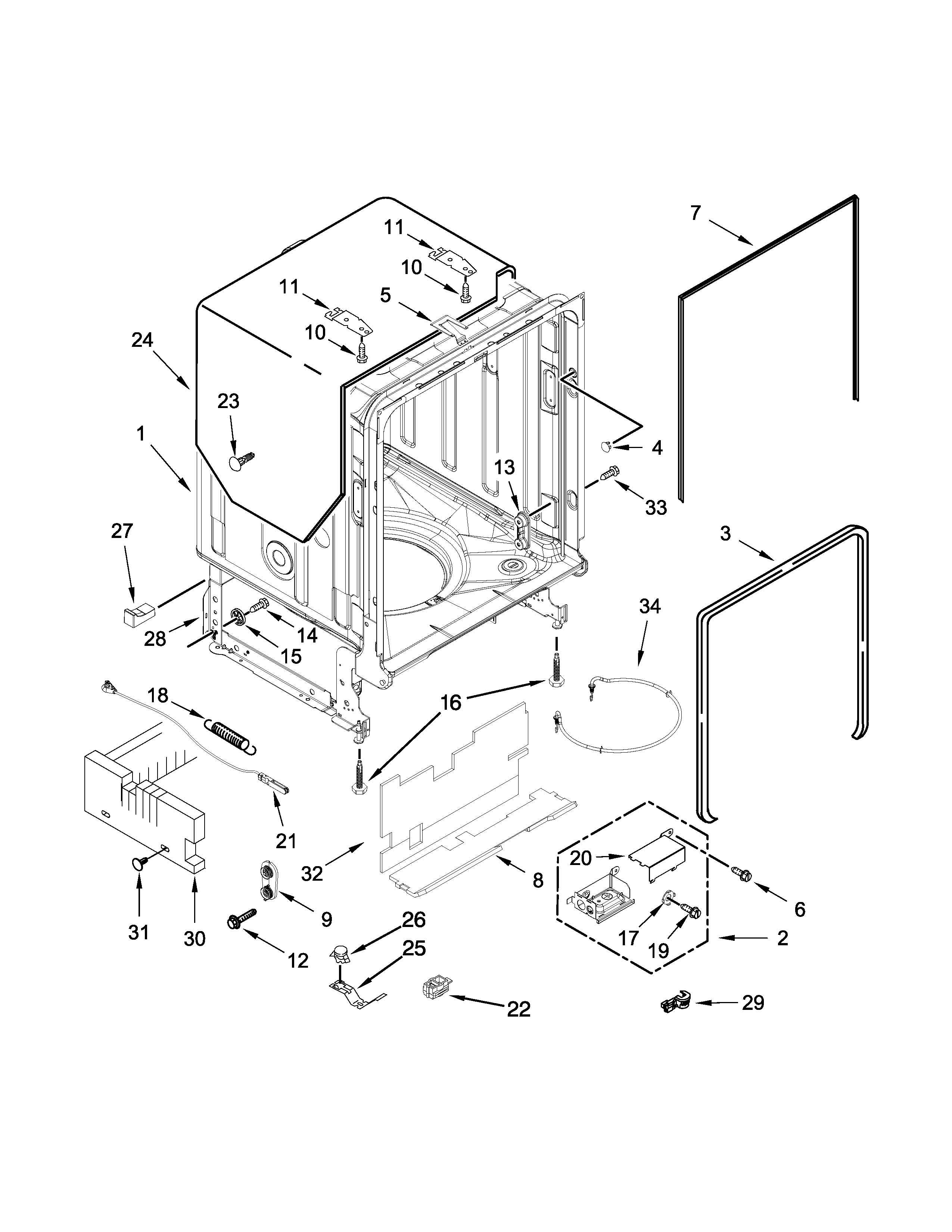 TUB AND FRAME PARTS