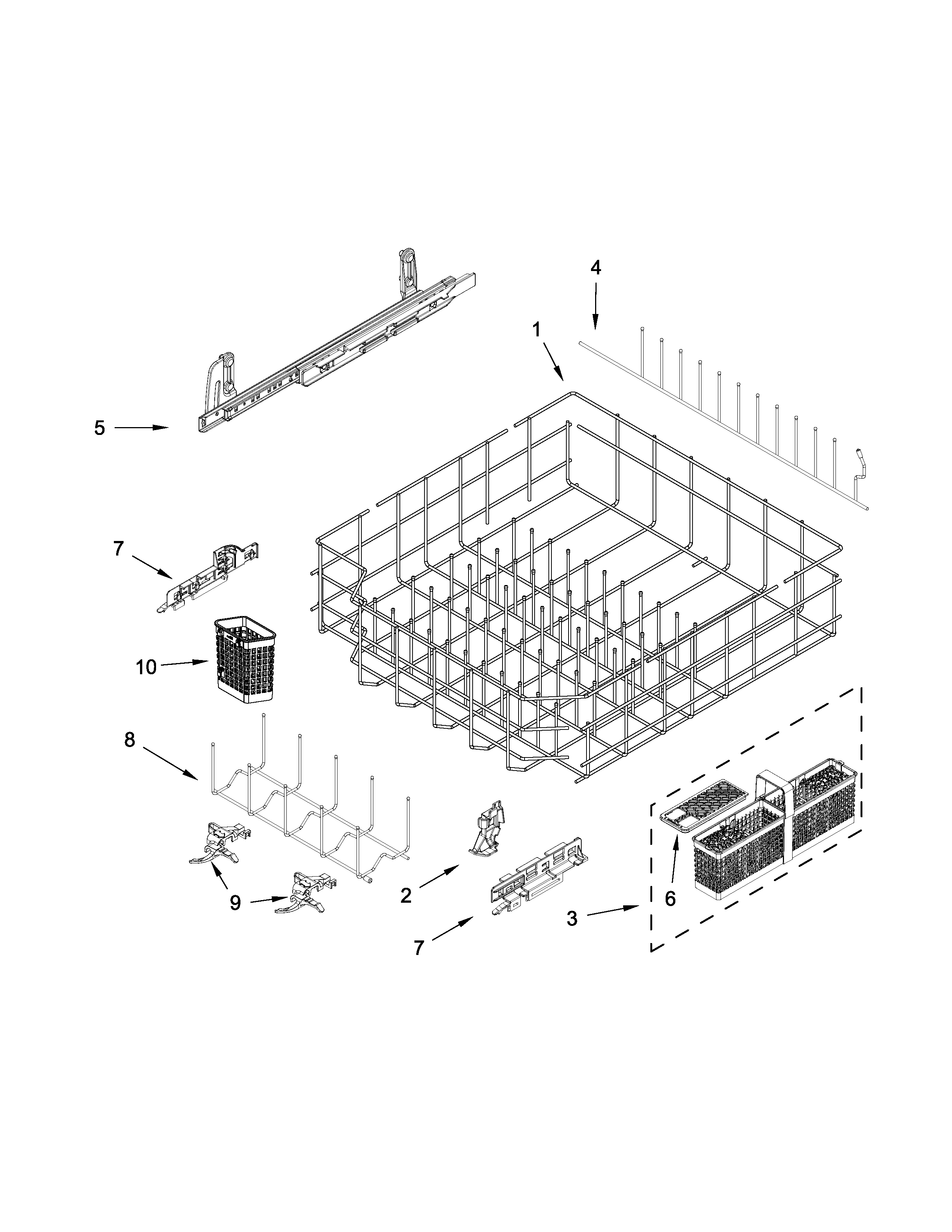 Lower rack and track parts