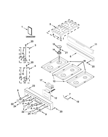 Cooktop, burner and grate parts