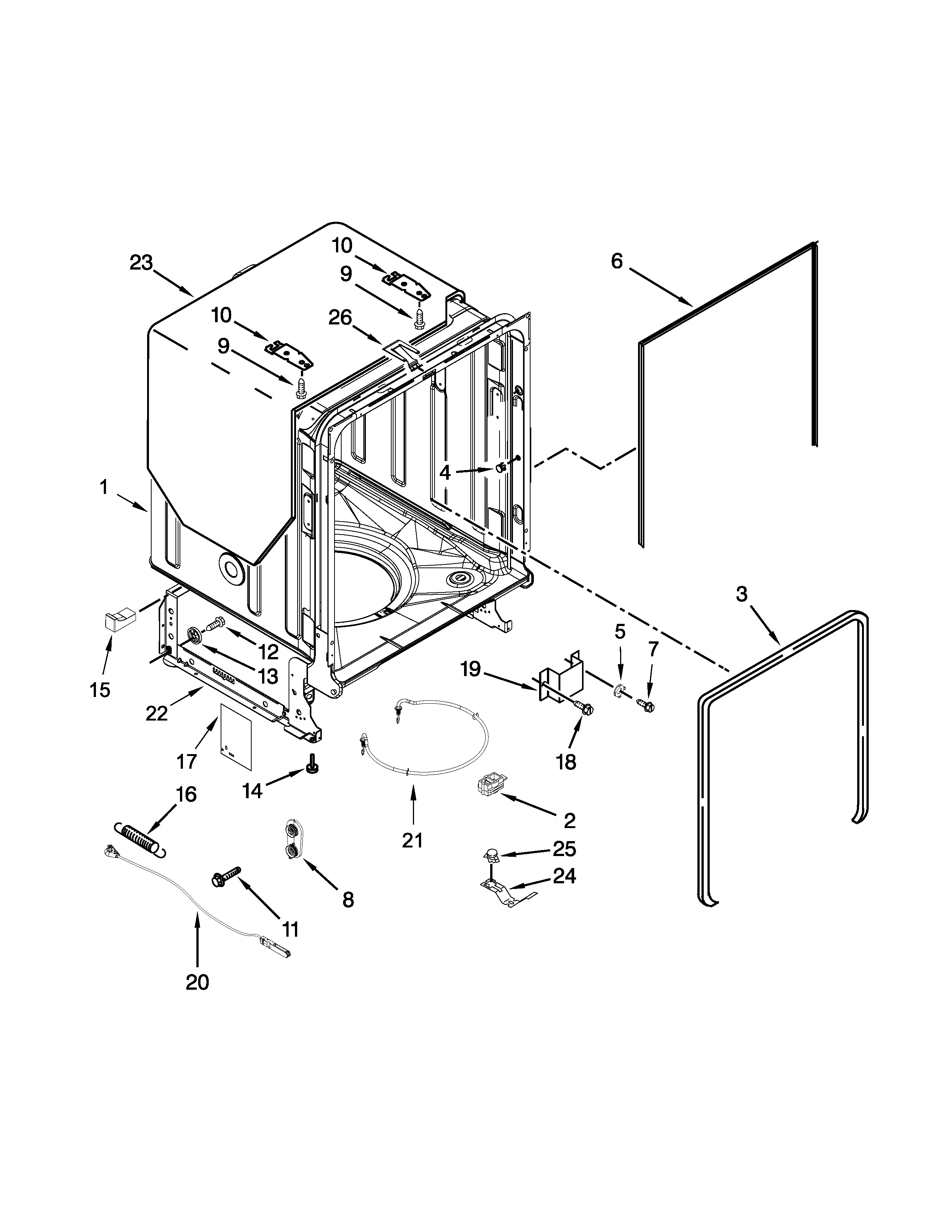 TUB AND FRAME PARTS