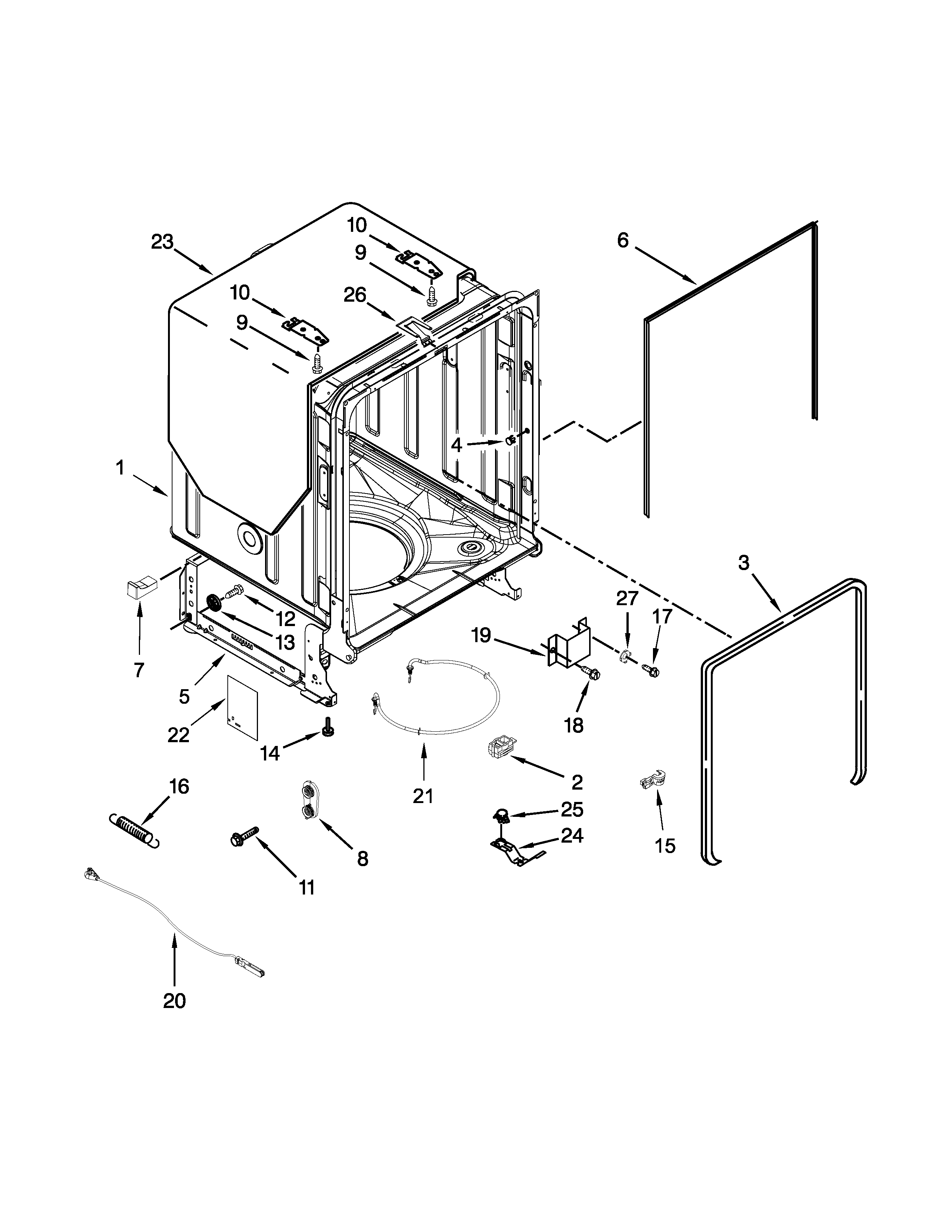 TUB AND FRAME PARTS