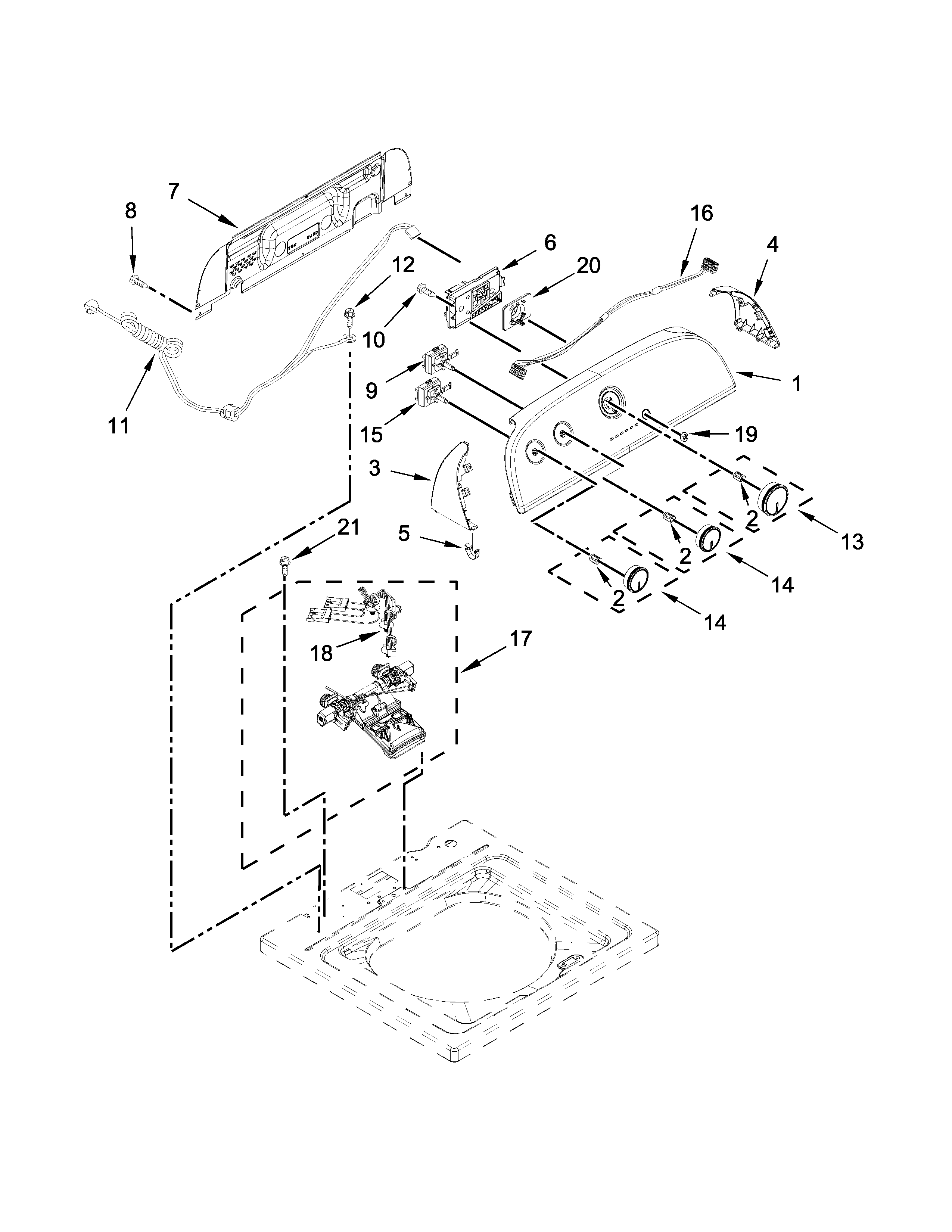 Controls and water inlet parts