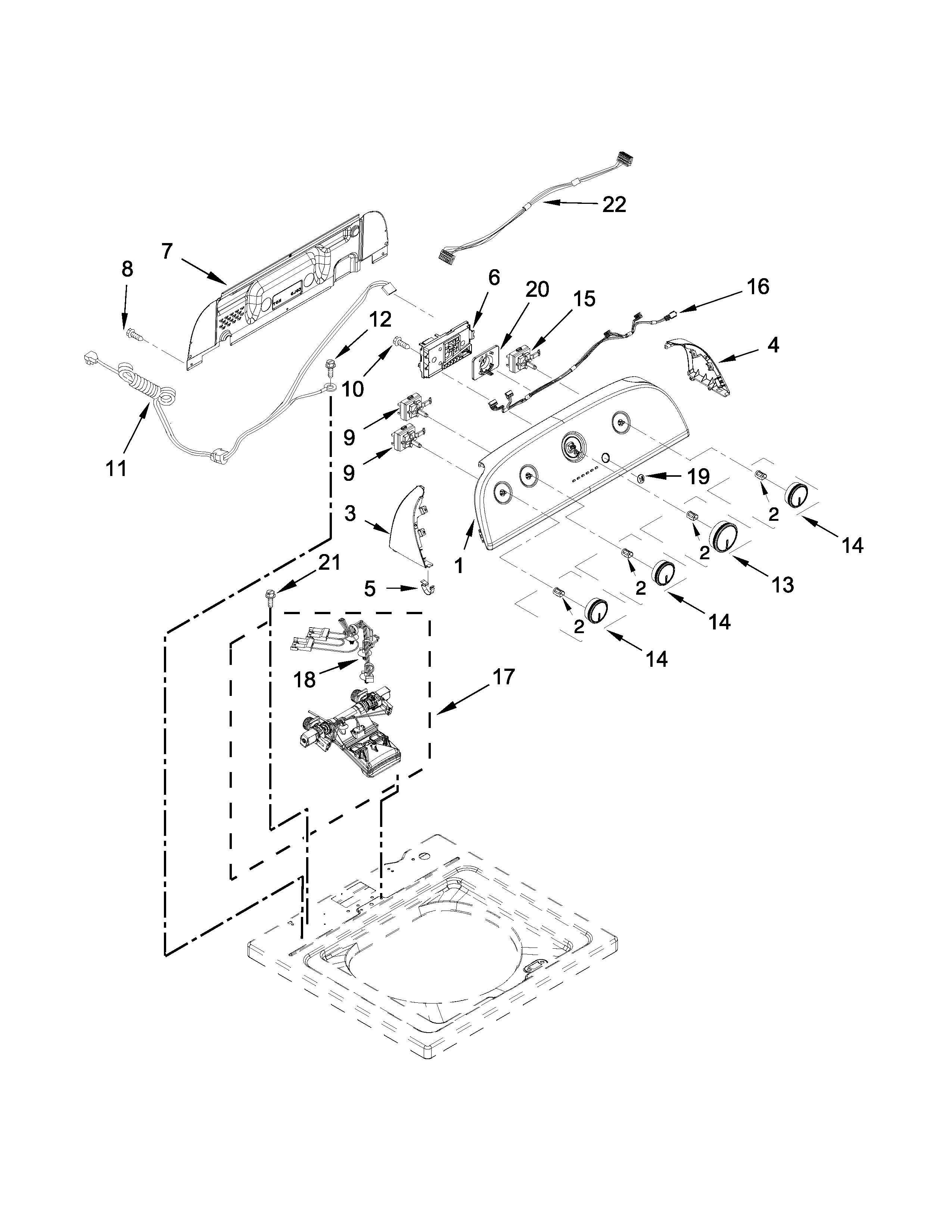 Controls and water inlet parts