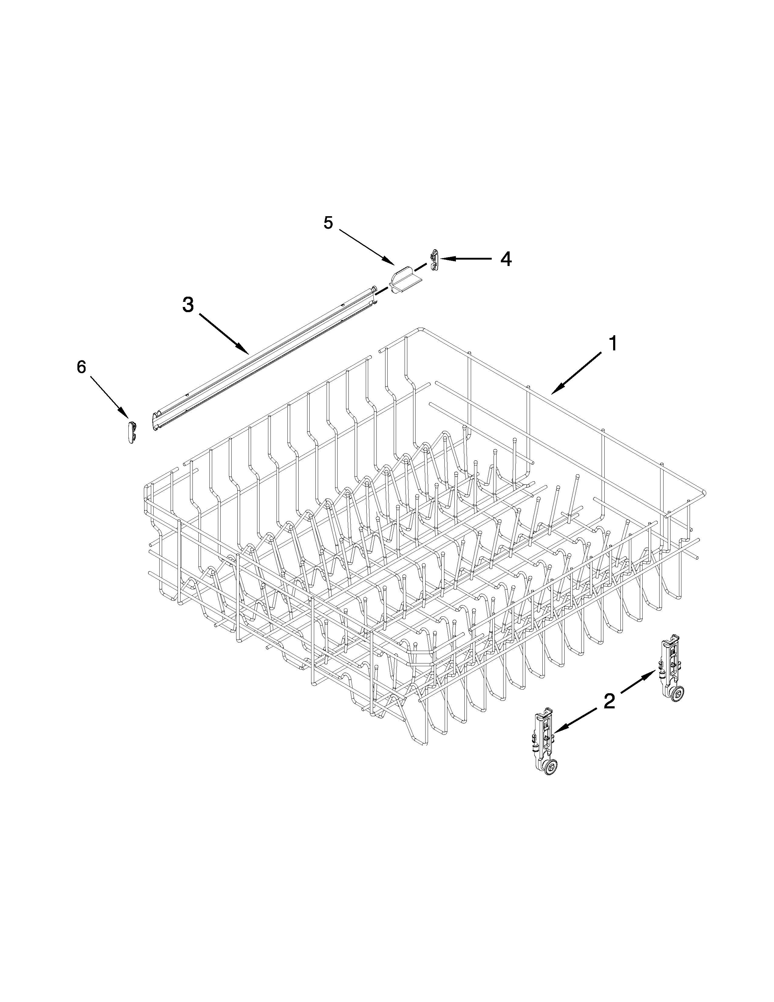 Upper rack and track parts