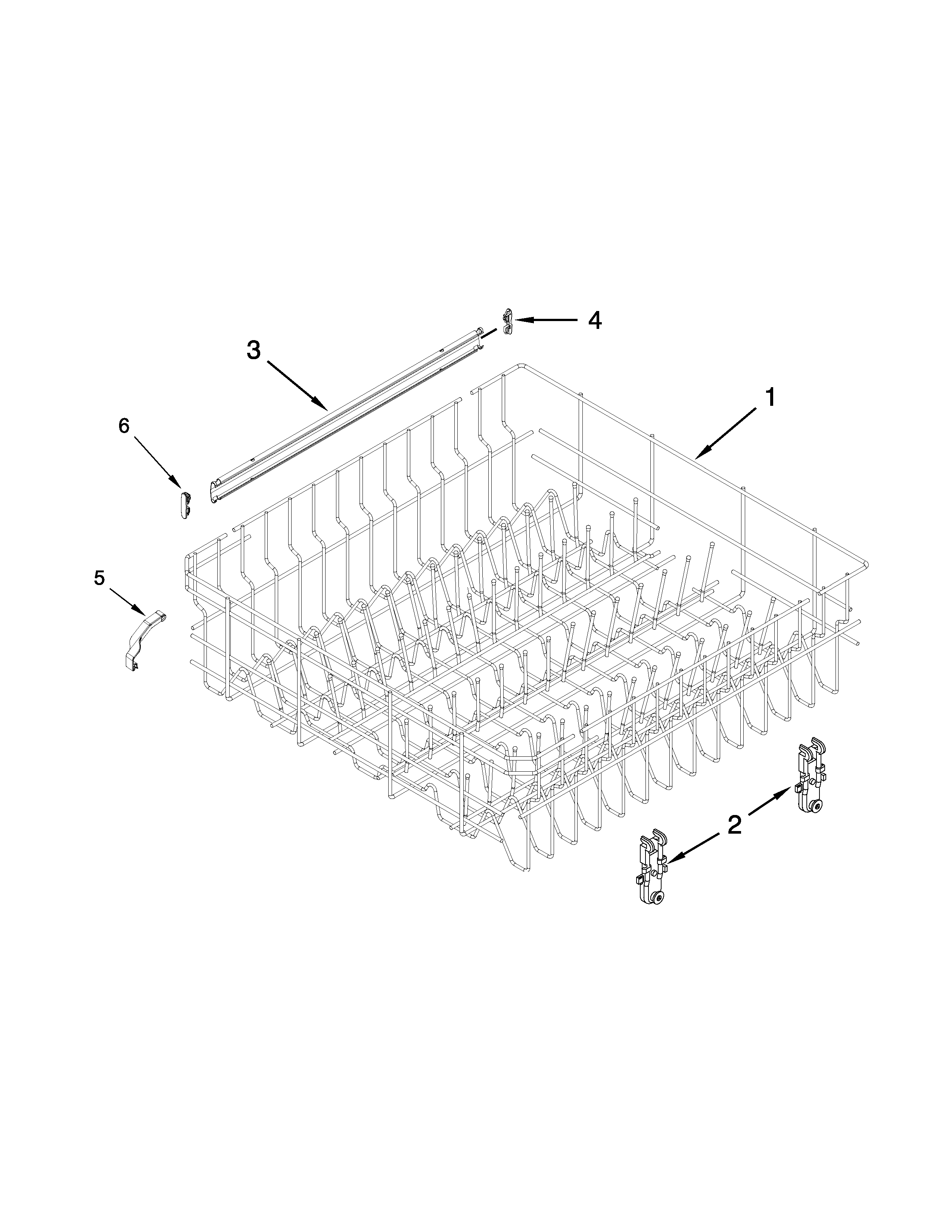Upper rack and track parts