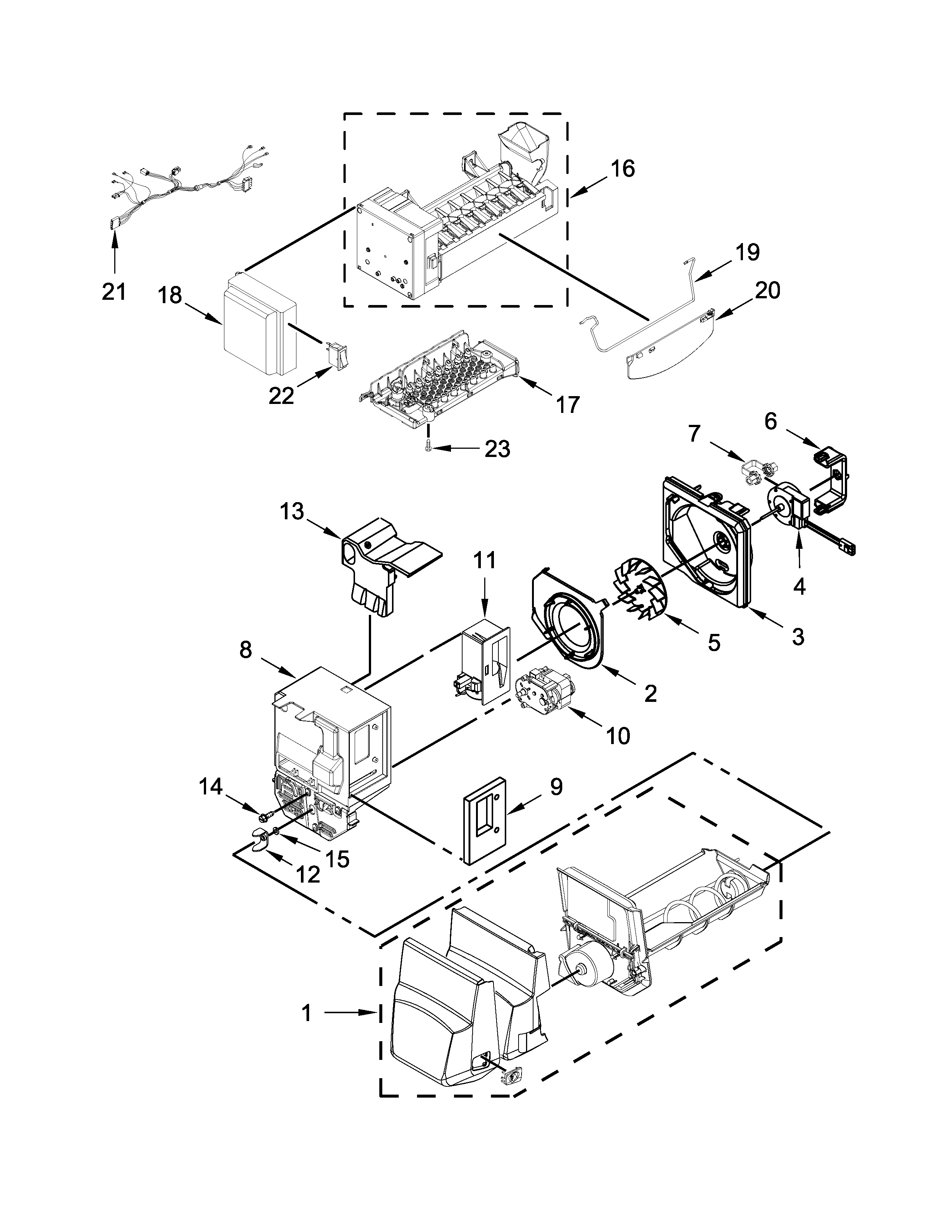 ICEMAKER AND ICE CONTAINER PARTS