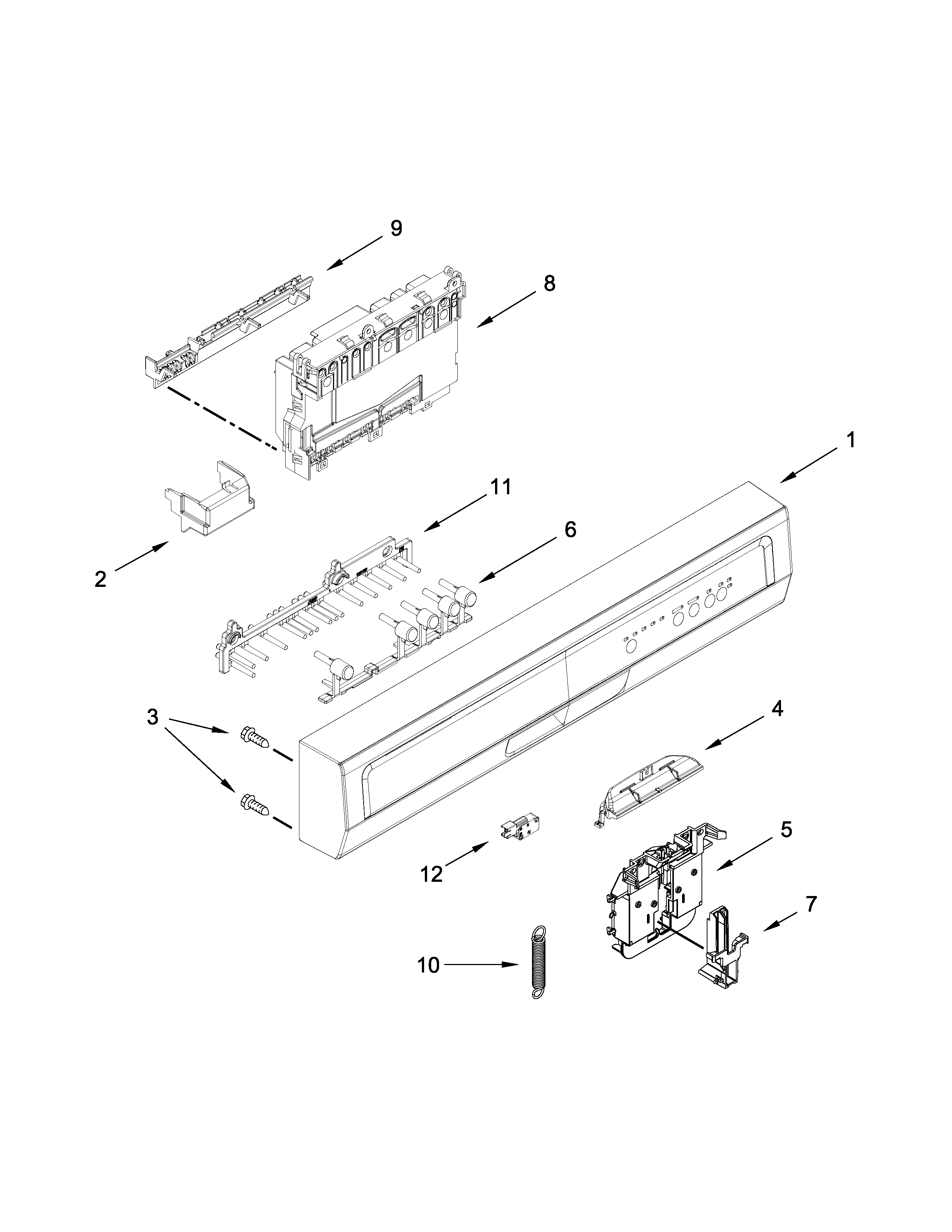 Control panel and latch parts