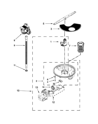Pump, washarm and motor parts