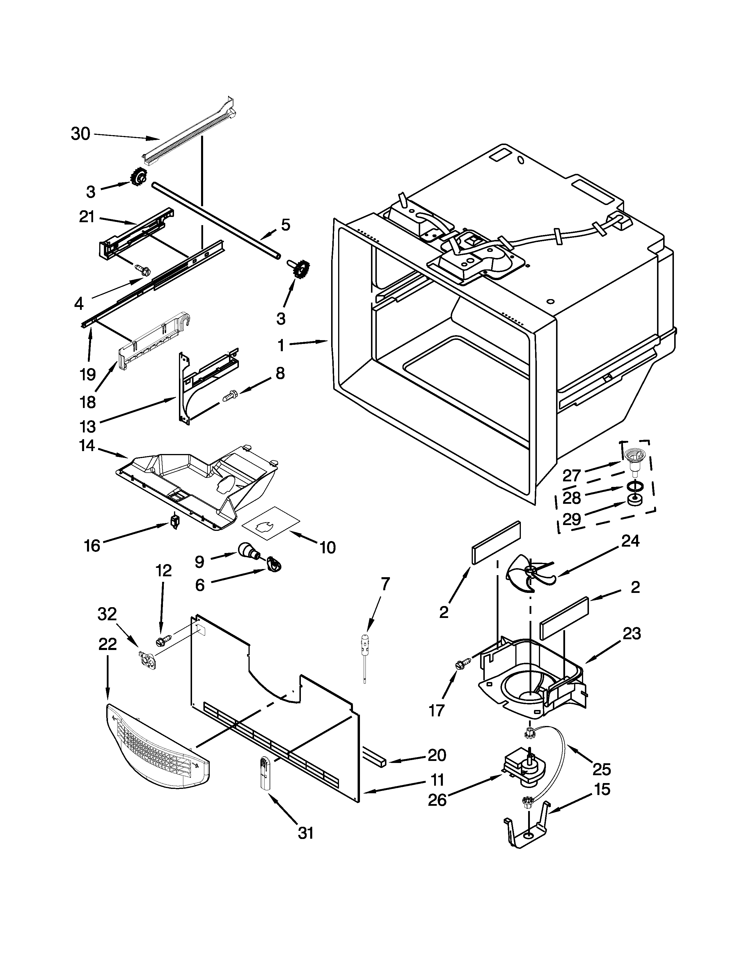 Freezer liner parts